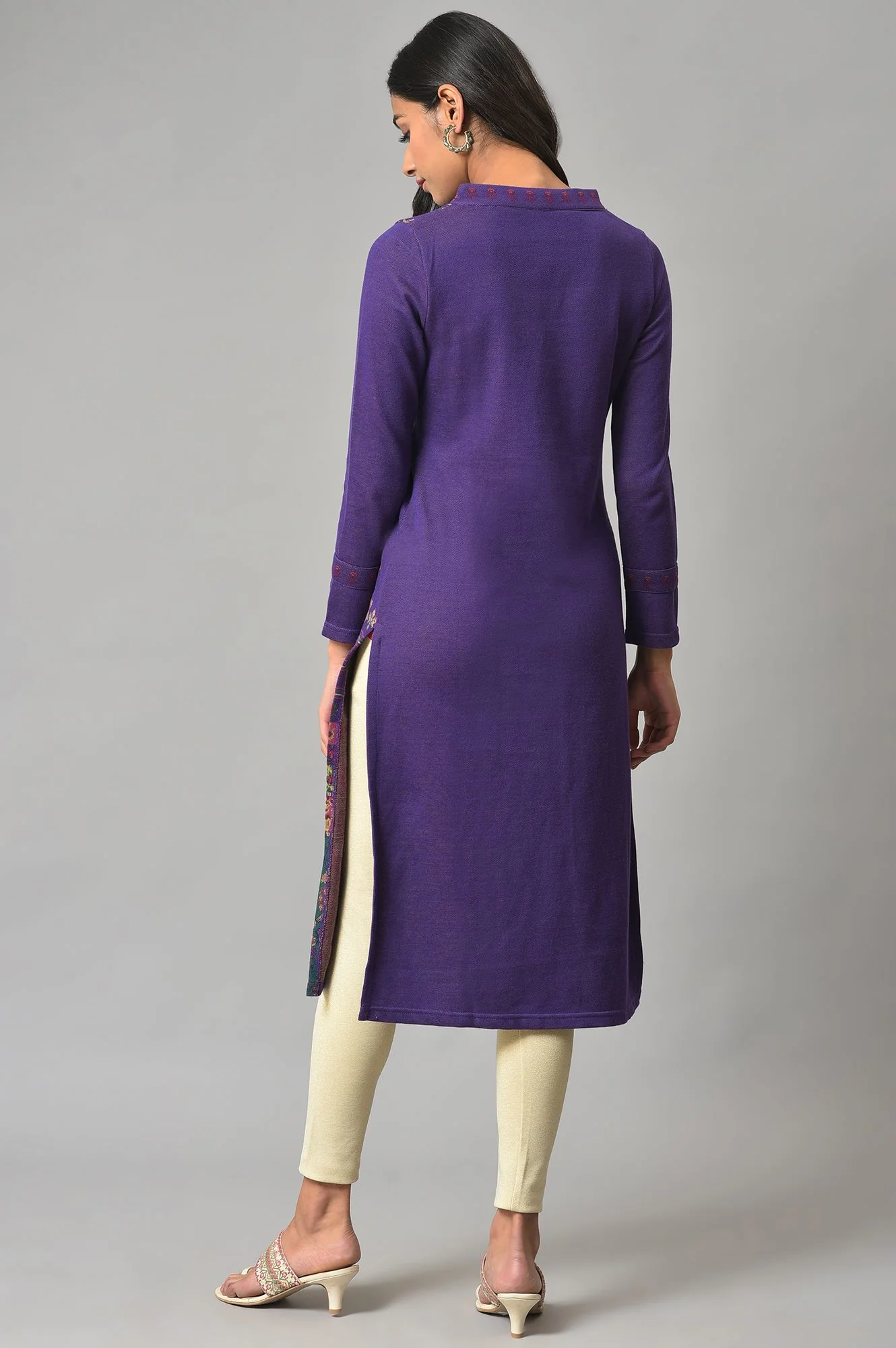 Purple Printed Winter kurta - Image 2