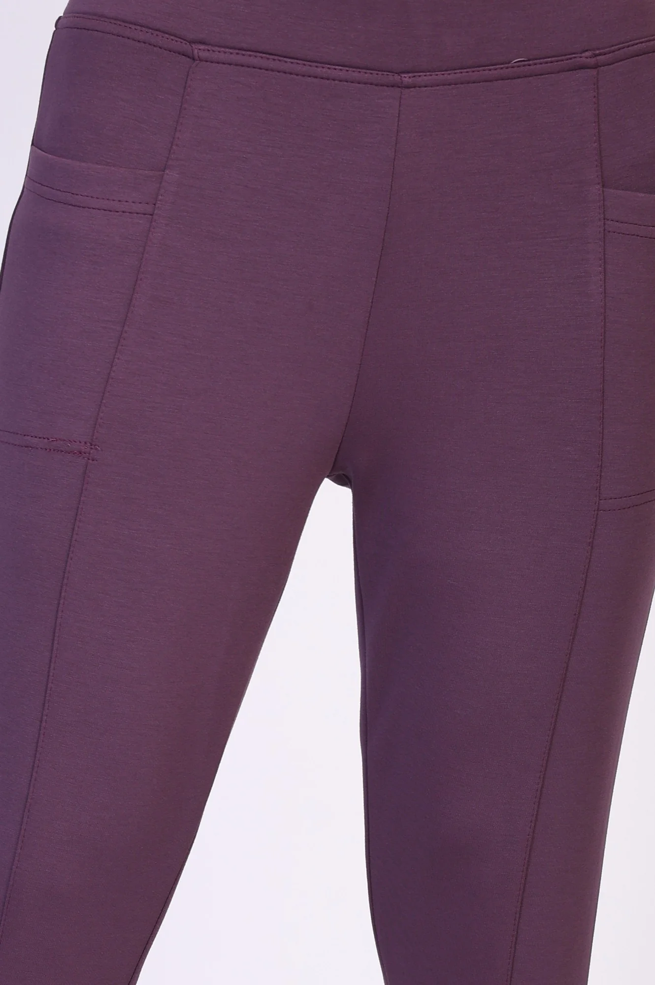 Purple Solid Skinny Fit Modal Tight - Image 2