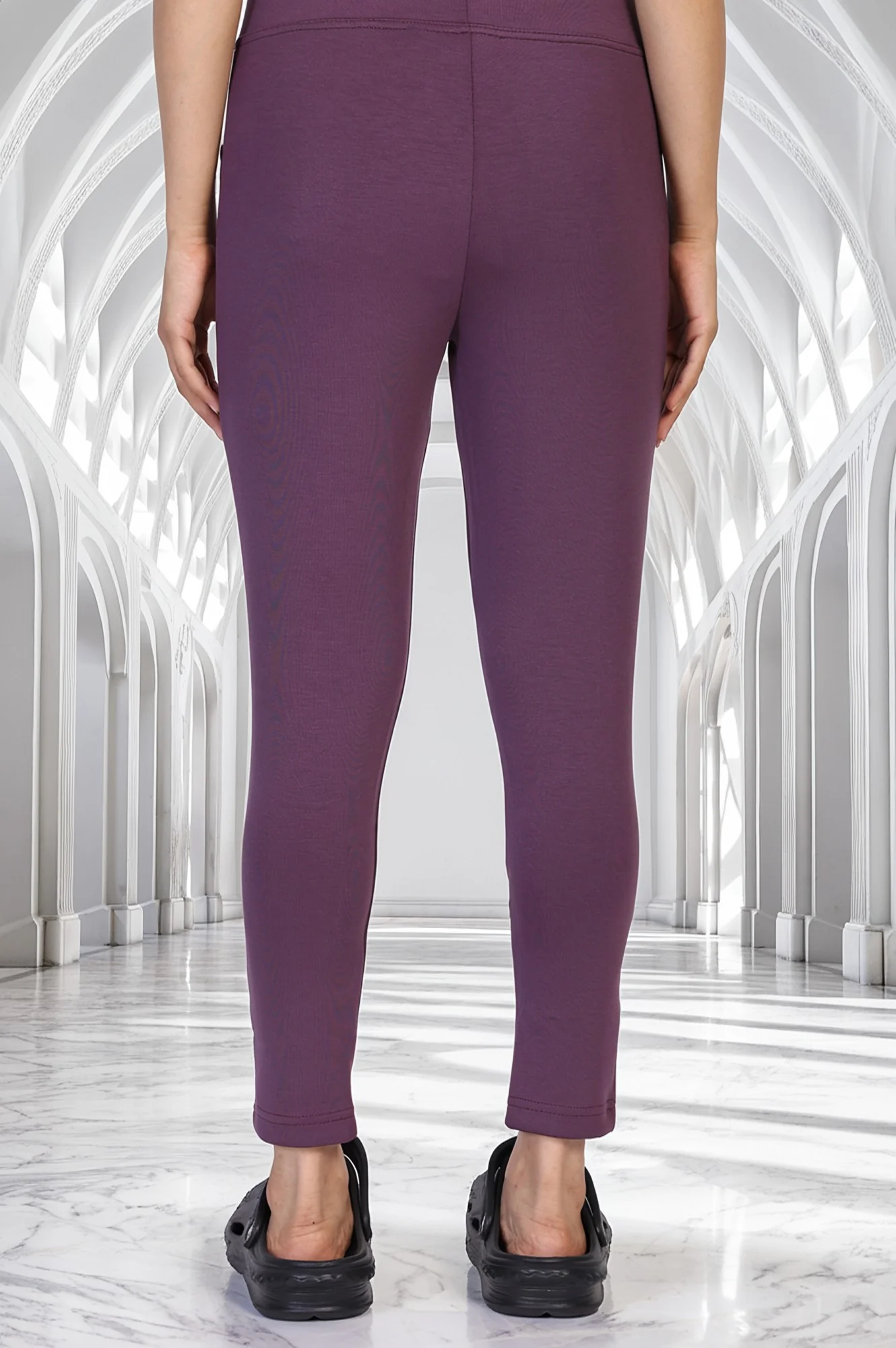 Purple Solid Skinny Fit Modal Tight - Image 4