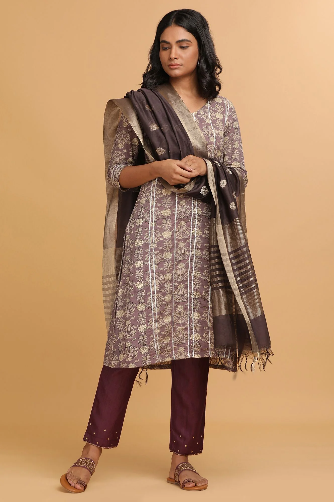 Purple Solid Slim Pants - Image 5