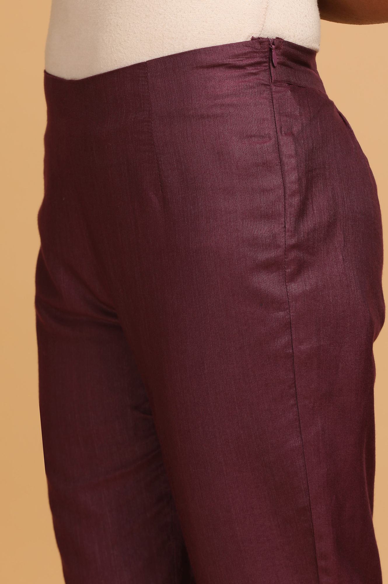 Purple Solid Slim Pants - Image 6