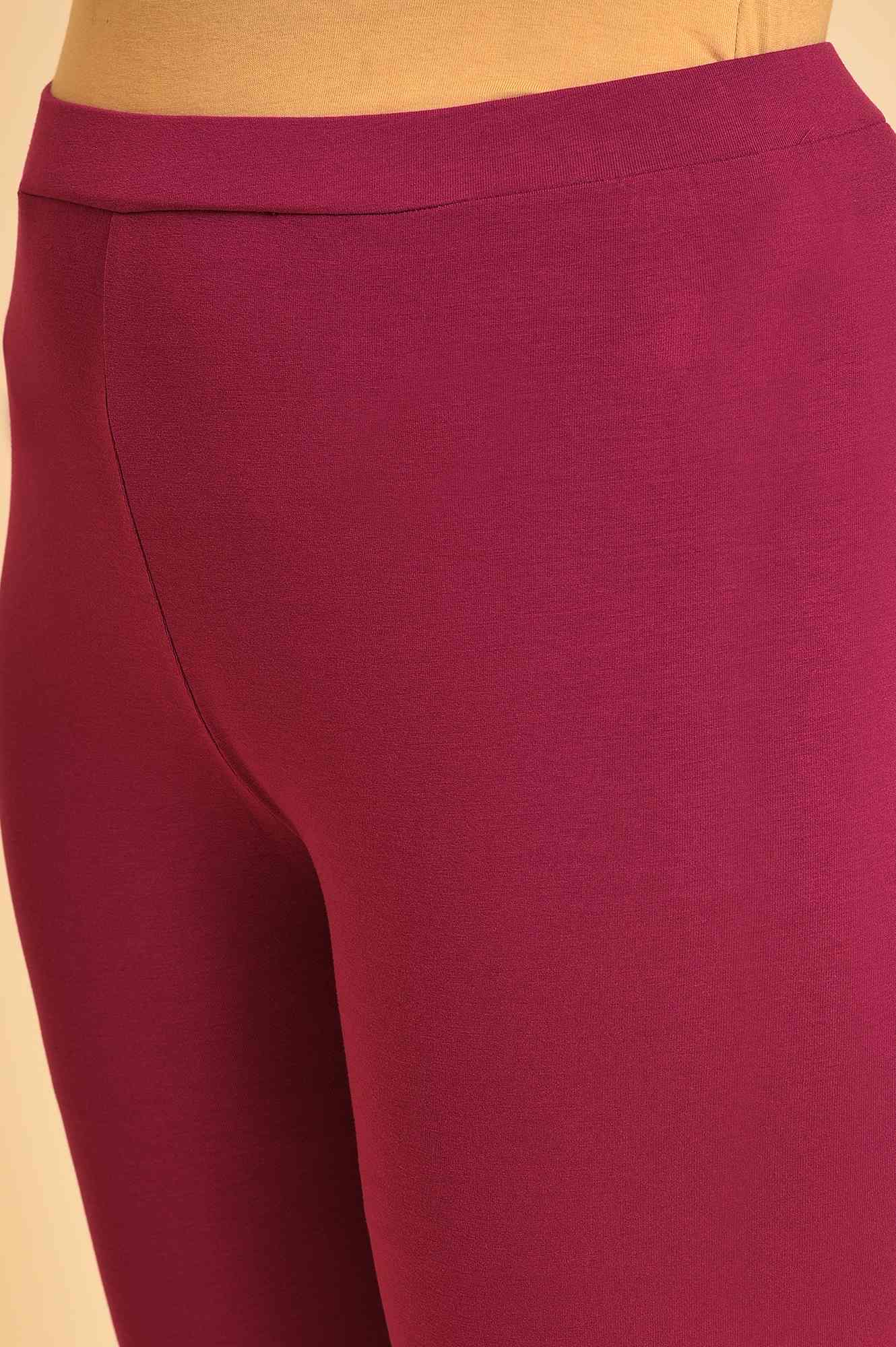Purple Solid Viscose Lycra Tights - Image 7