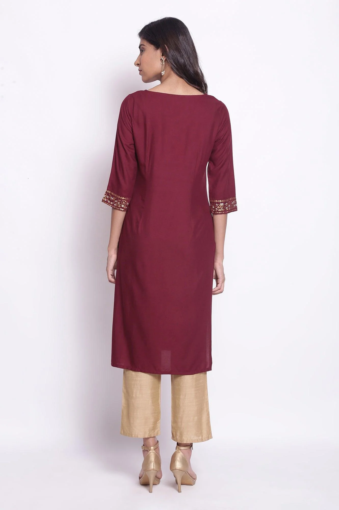 Purple Straight Foil Print kurta - Image 2