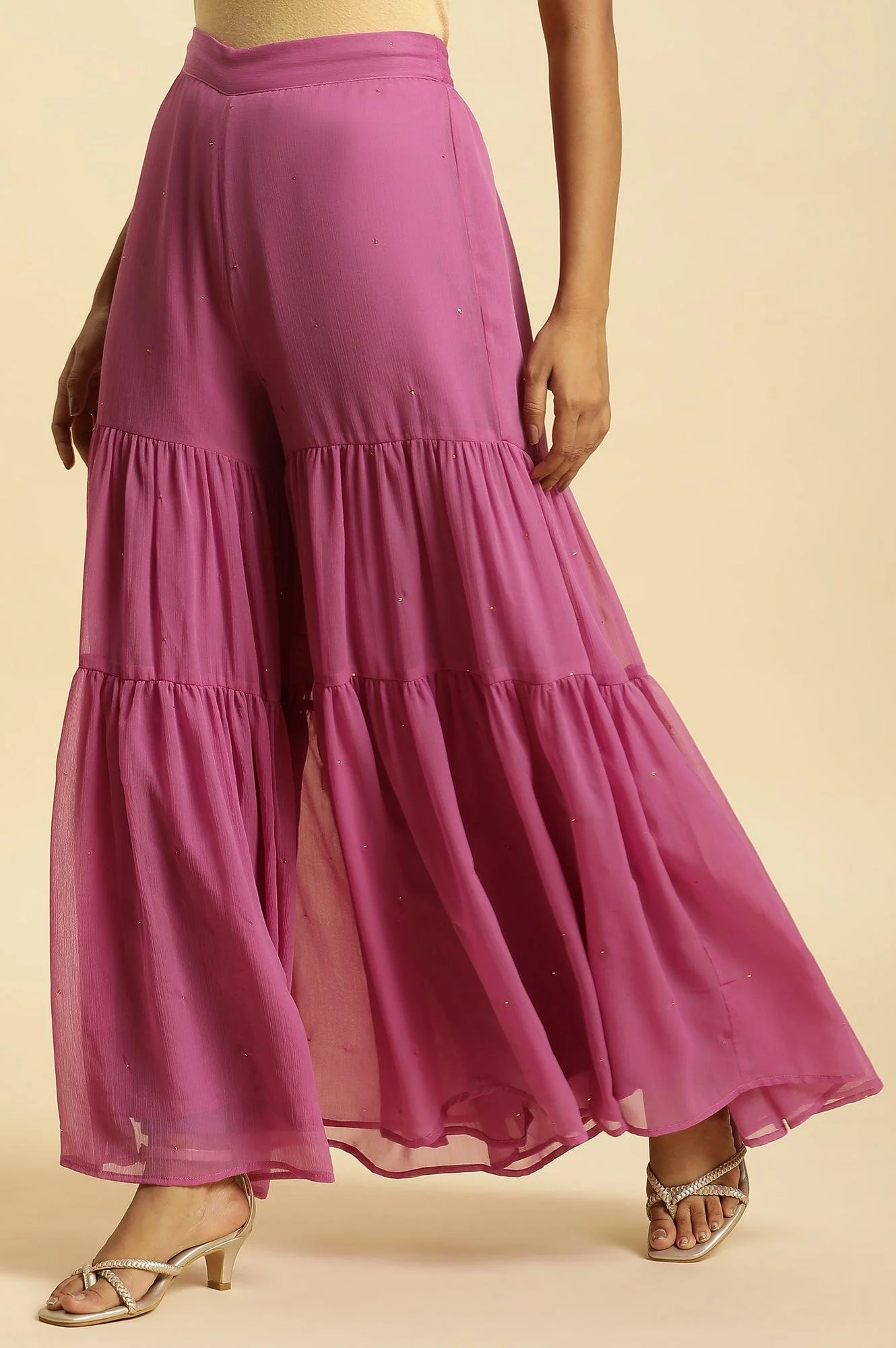Purple Tiered Chiffon Sharara - Image 2