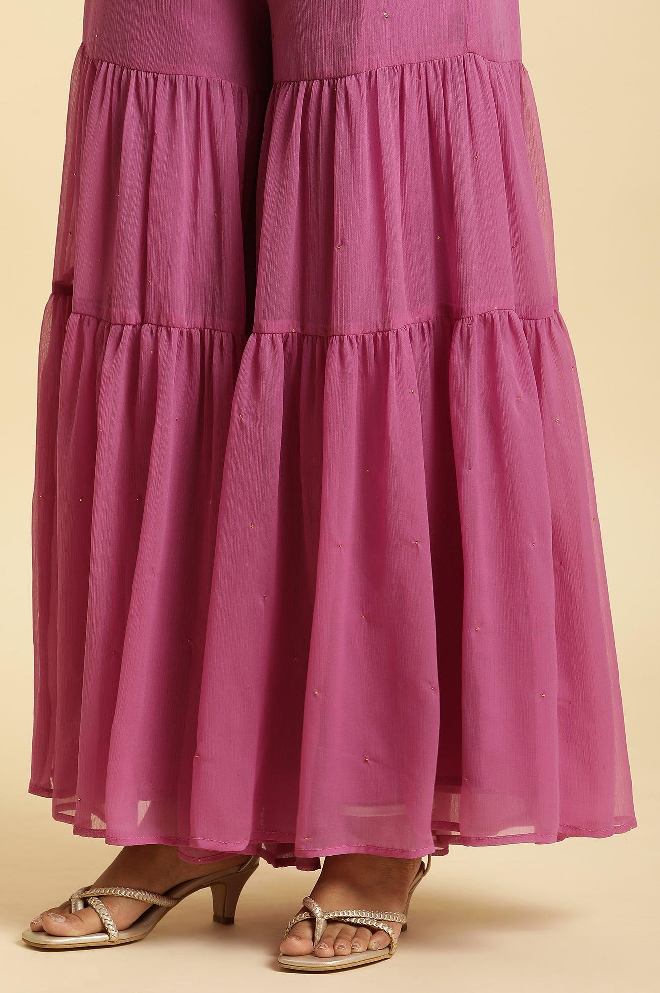 Purple Tiered Chiffon Sharara - Image 8