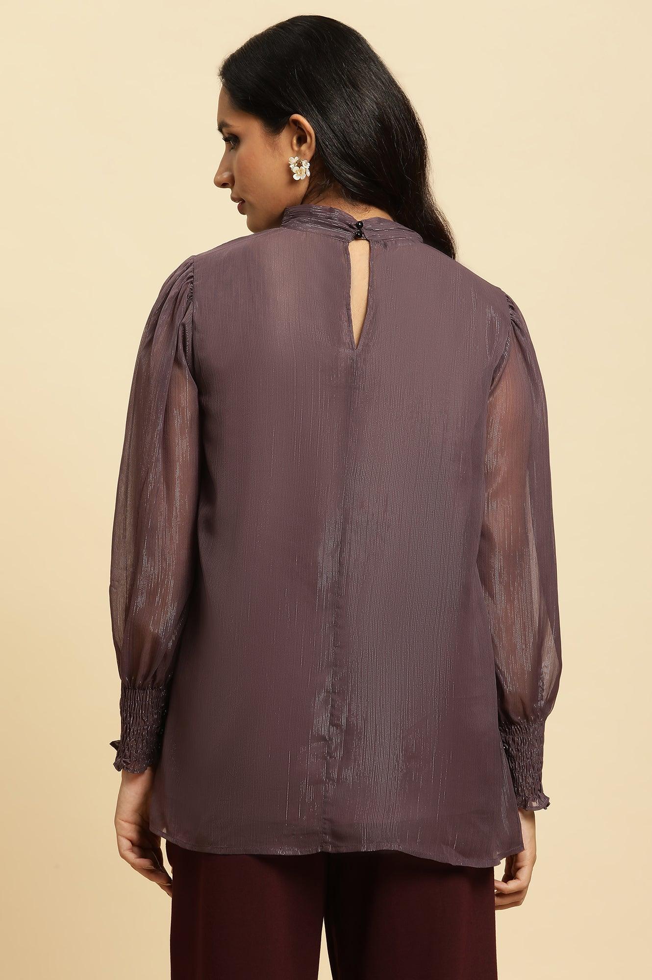 Purple Turtle Neck Sheer Top - Image 3