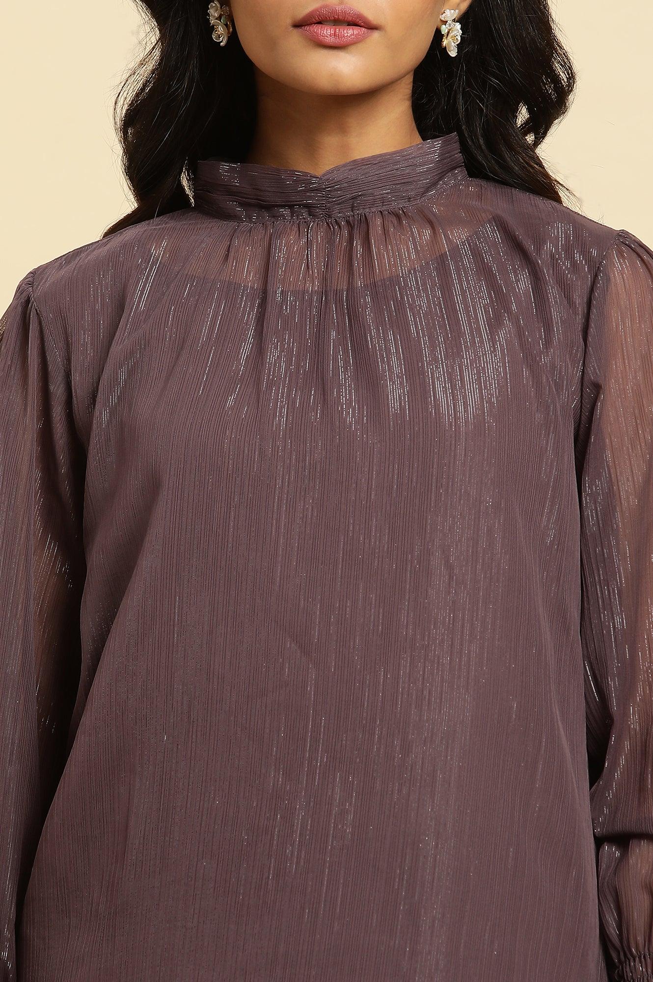 Purple Turtle Neck Sheer Top - Image 6