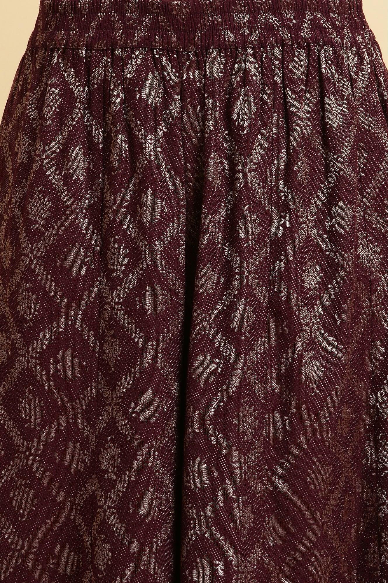 Purple Zari Embellished Short Kurta, Flared Pants And Dupatta Set - Image 8