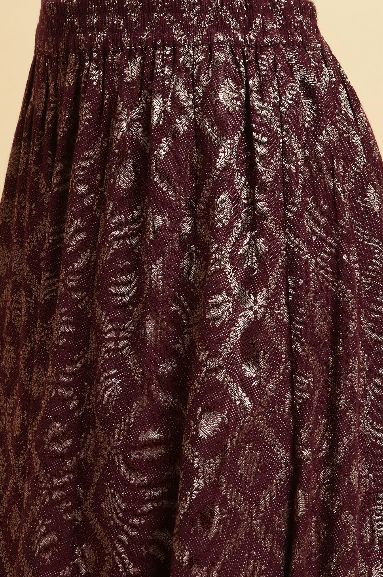 Purple Zari Embellished Short Kurta, Flared Pants And Dupatta Set - Image 9