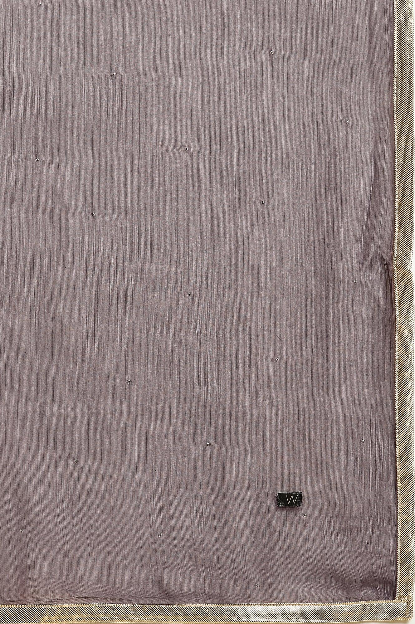 Purple Zari Jacquard Peplum Top With Skirt And Dupatta - Image 11