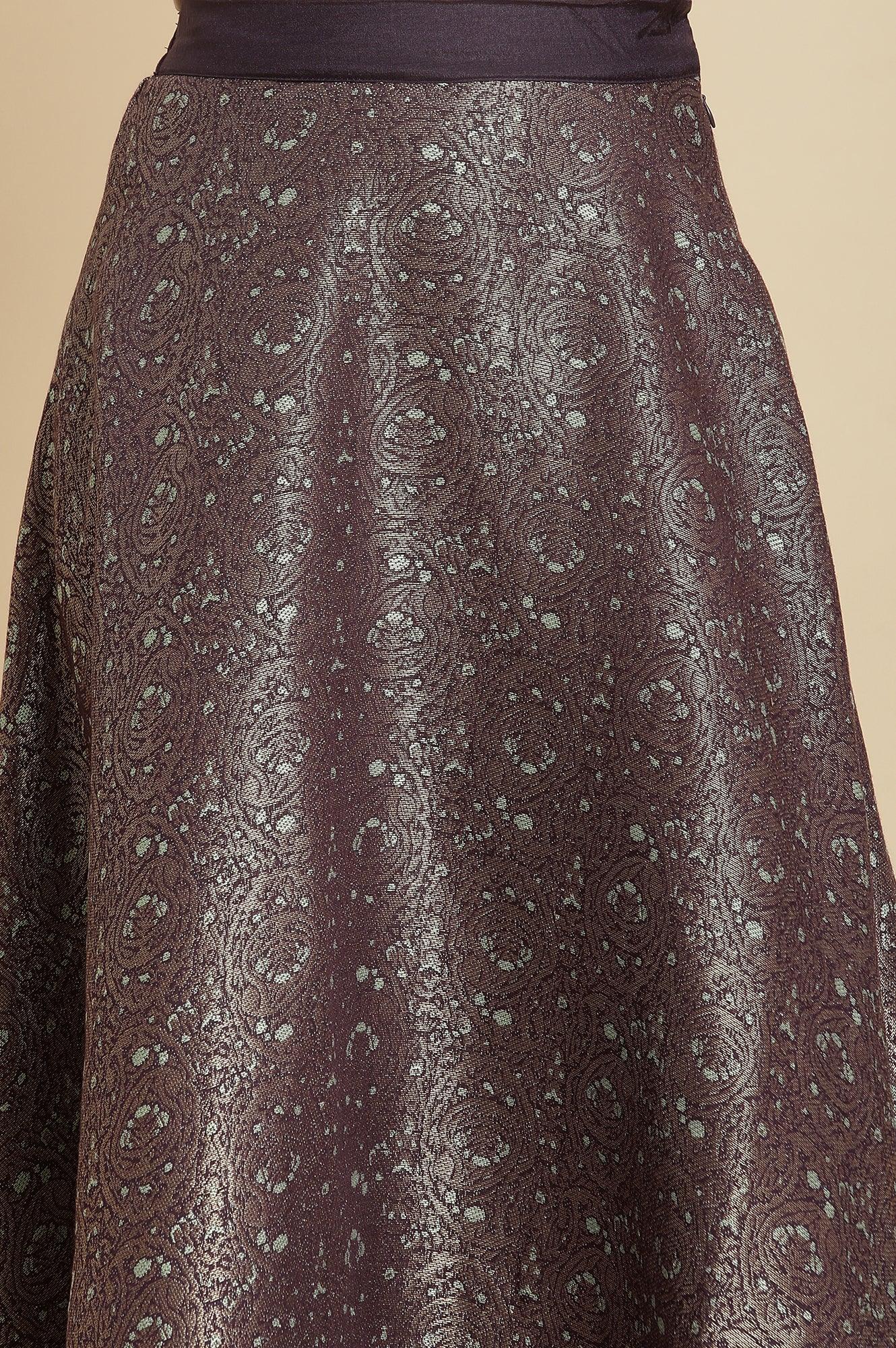 Purple Zari Jacquard Peplum Top With Skirt And Dupatta - Image 9