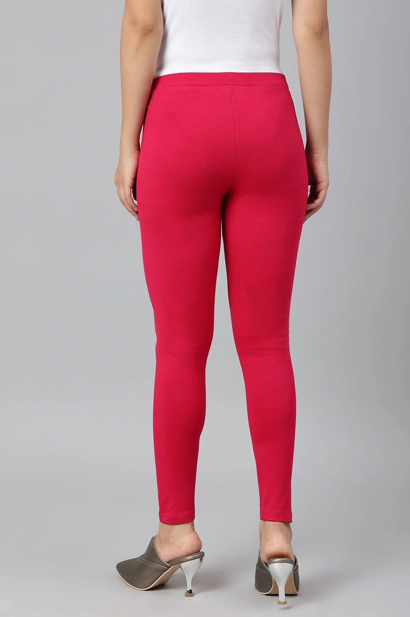 Raspberry Pink Solid Knitted Women Tights - Image 4