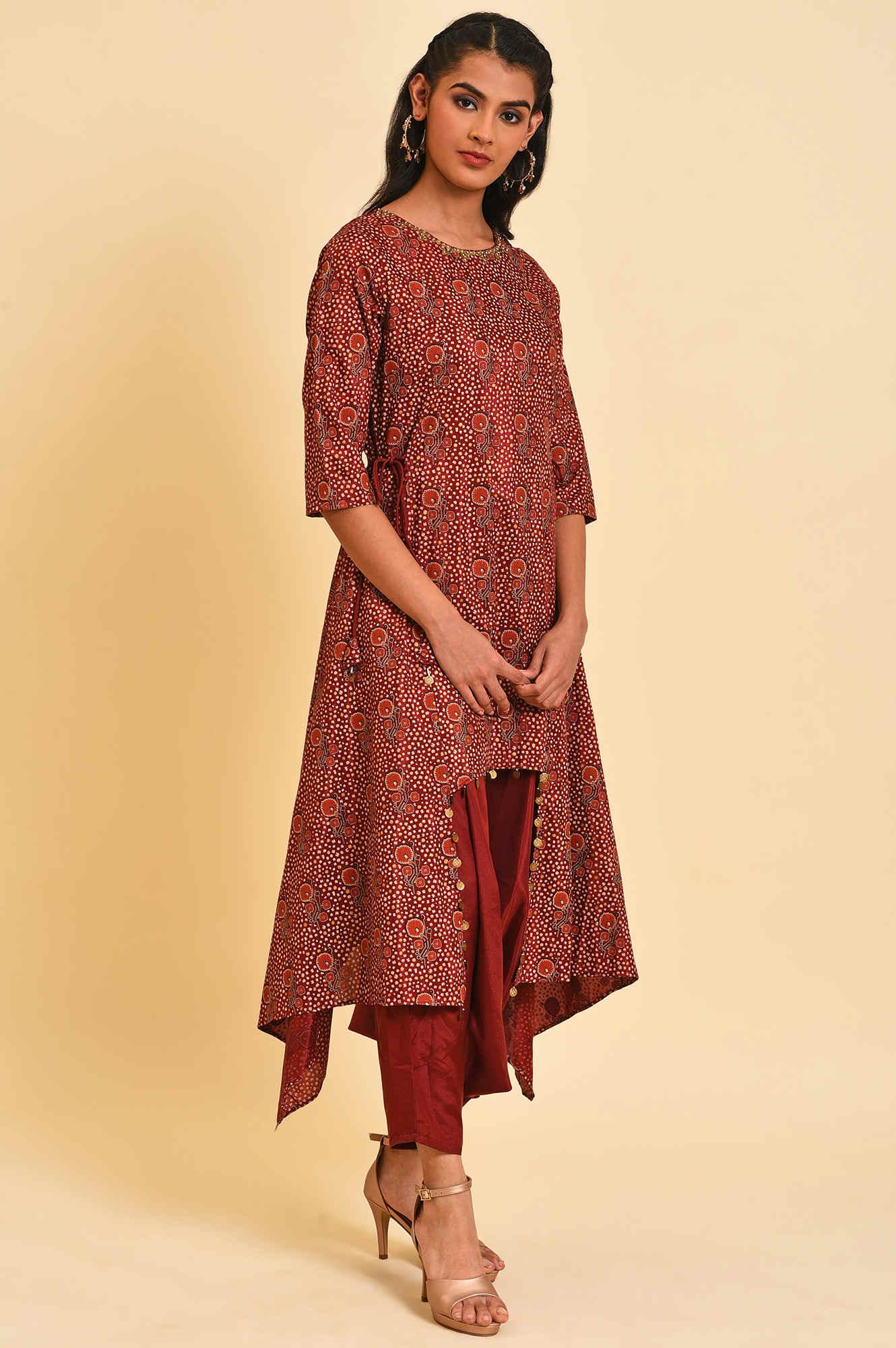 Red Cowl Neck Plus Size Layered Dress - Image 4