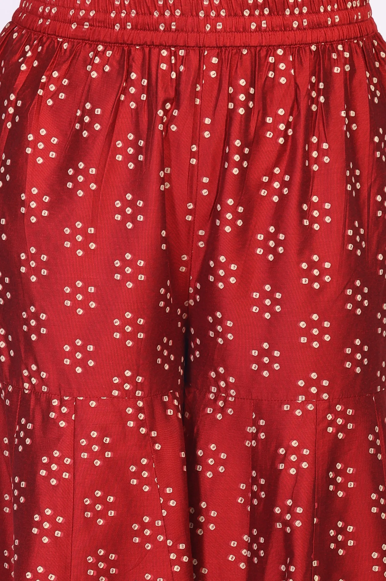 Red Embroidered Straight Art Silk Kurta with Sharara and Dupatta Set - Image 7