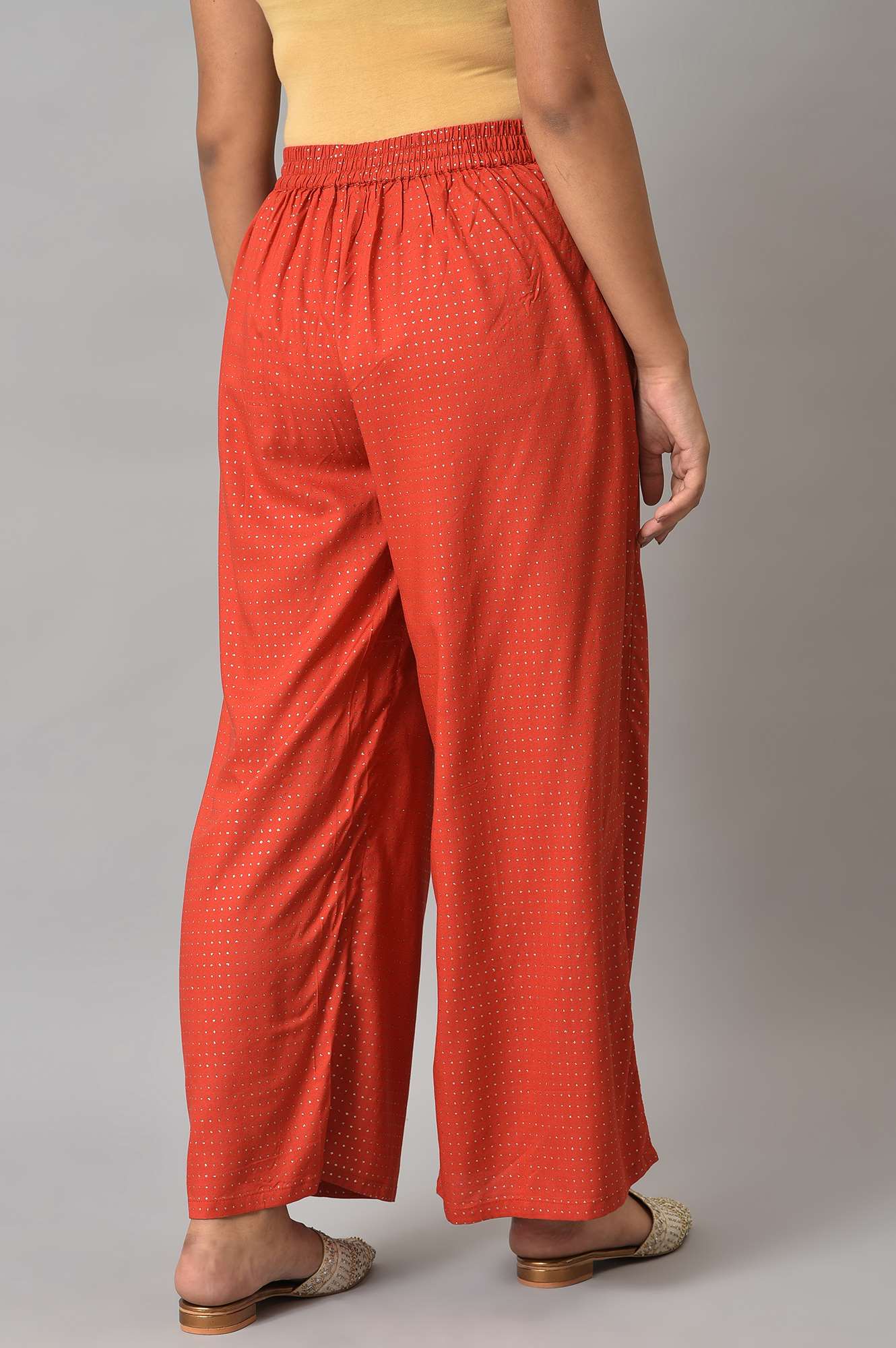 Red Geometric Printed Rayon Straight Kurta and Parallel Pant Set - Image 6