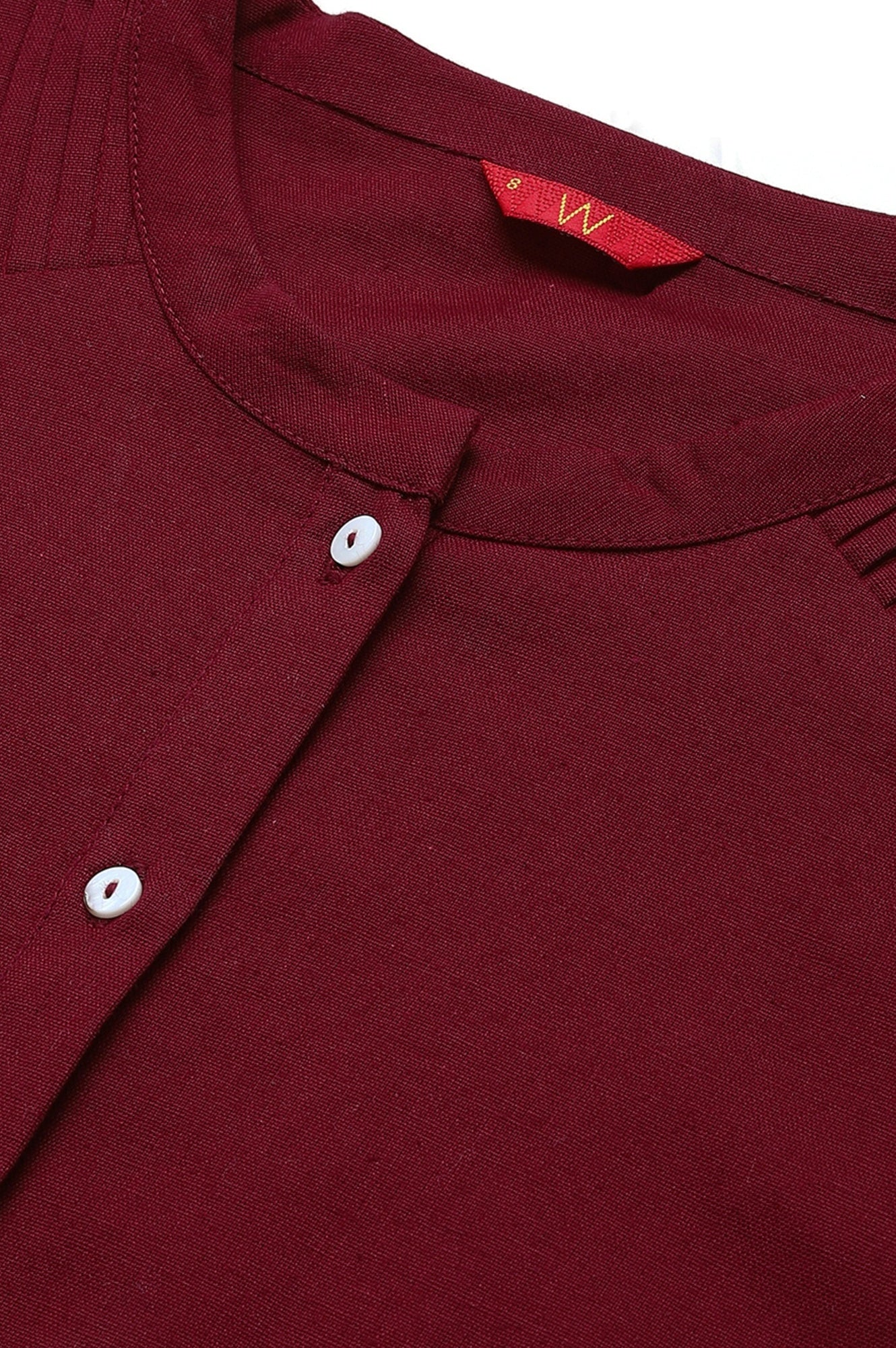 Red Half Placket Shirt kurta - Image 3