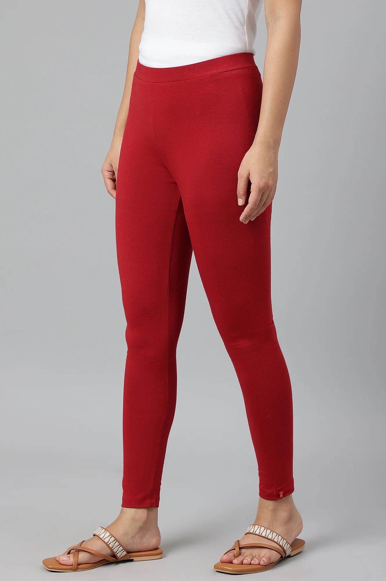 Red Knitted Cotton Lycra Tights - Image 2