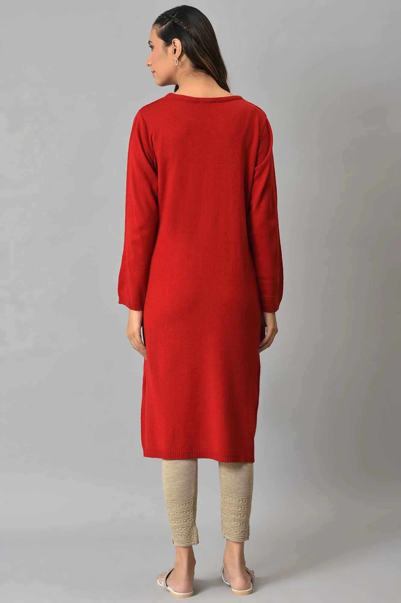 Red Knitted Winter Dress - Image 2