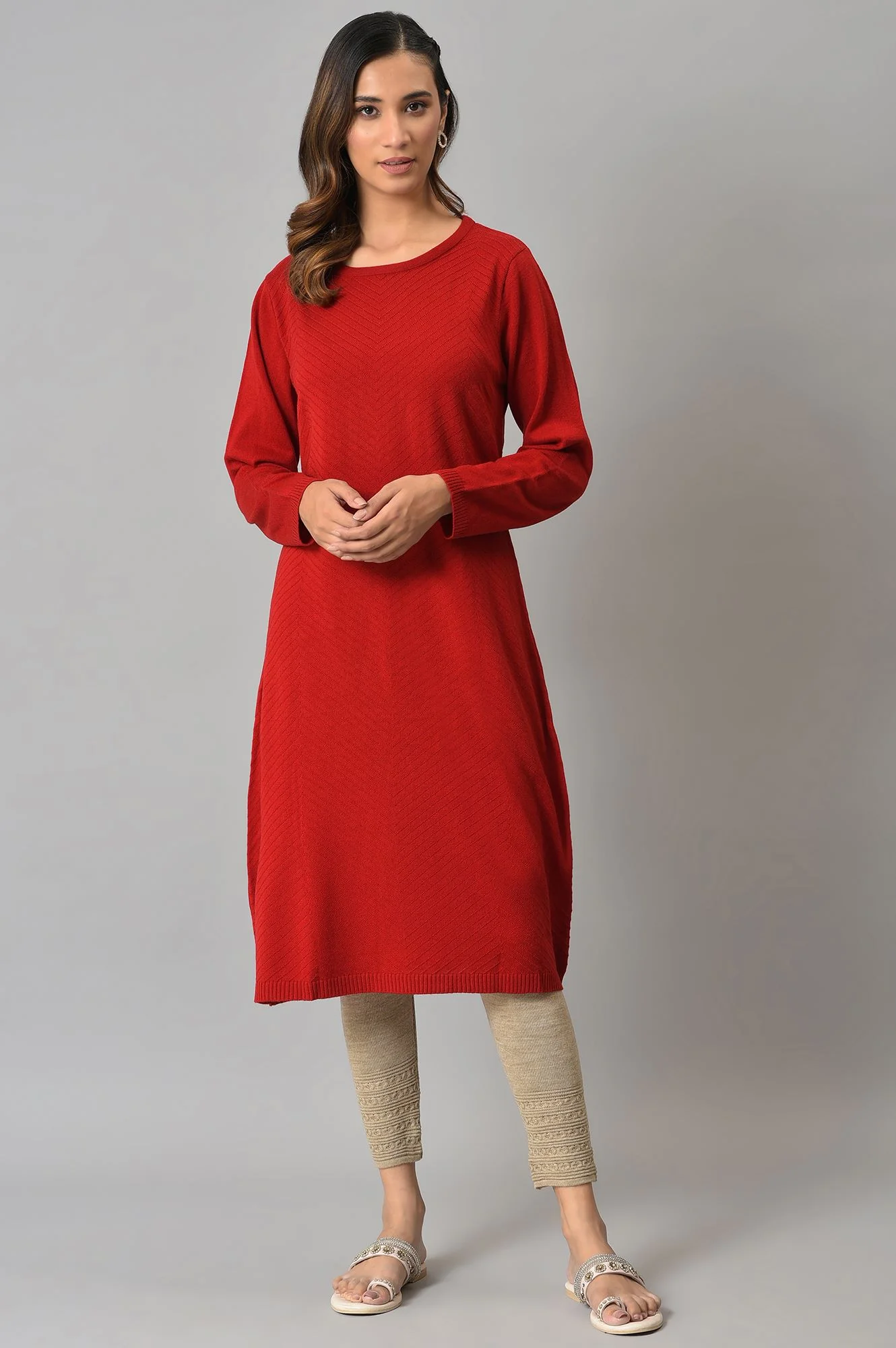 Red Knitted Winter Dress - Image 5