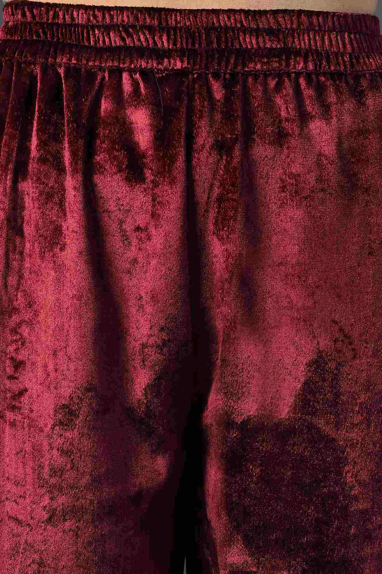 Red Mock Angrakha Embroidered kurta With Straight Pants - Image 6