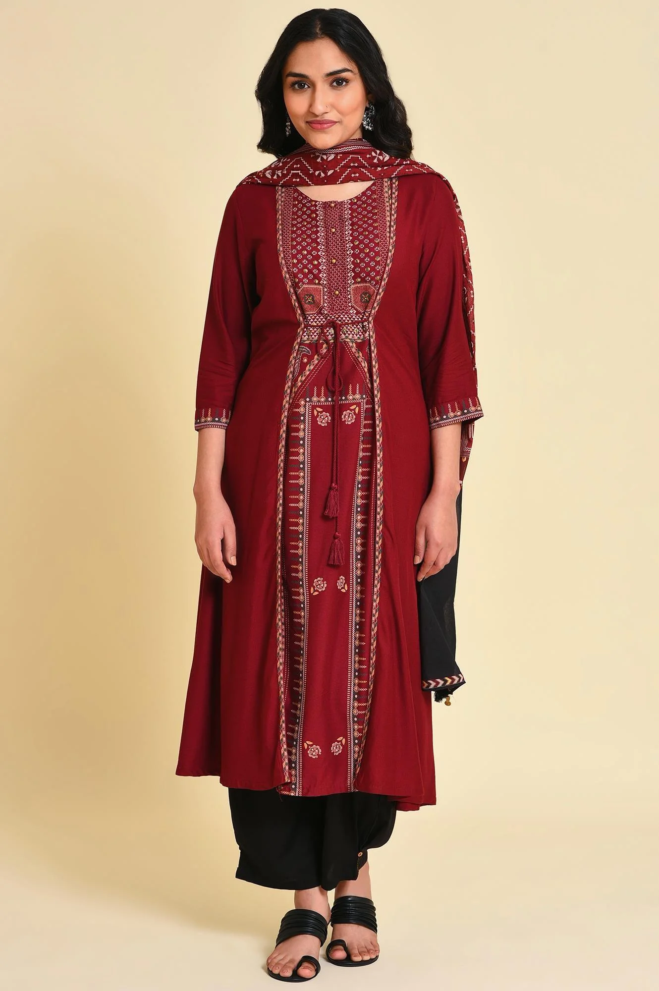 Red Mock Layer kurta Set - Image 10