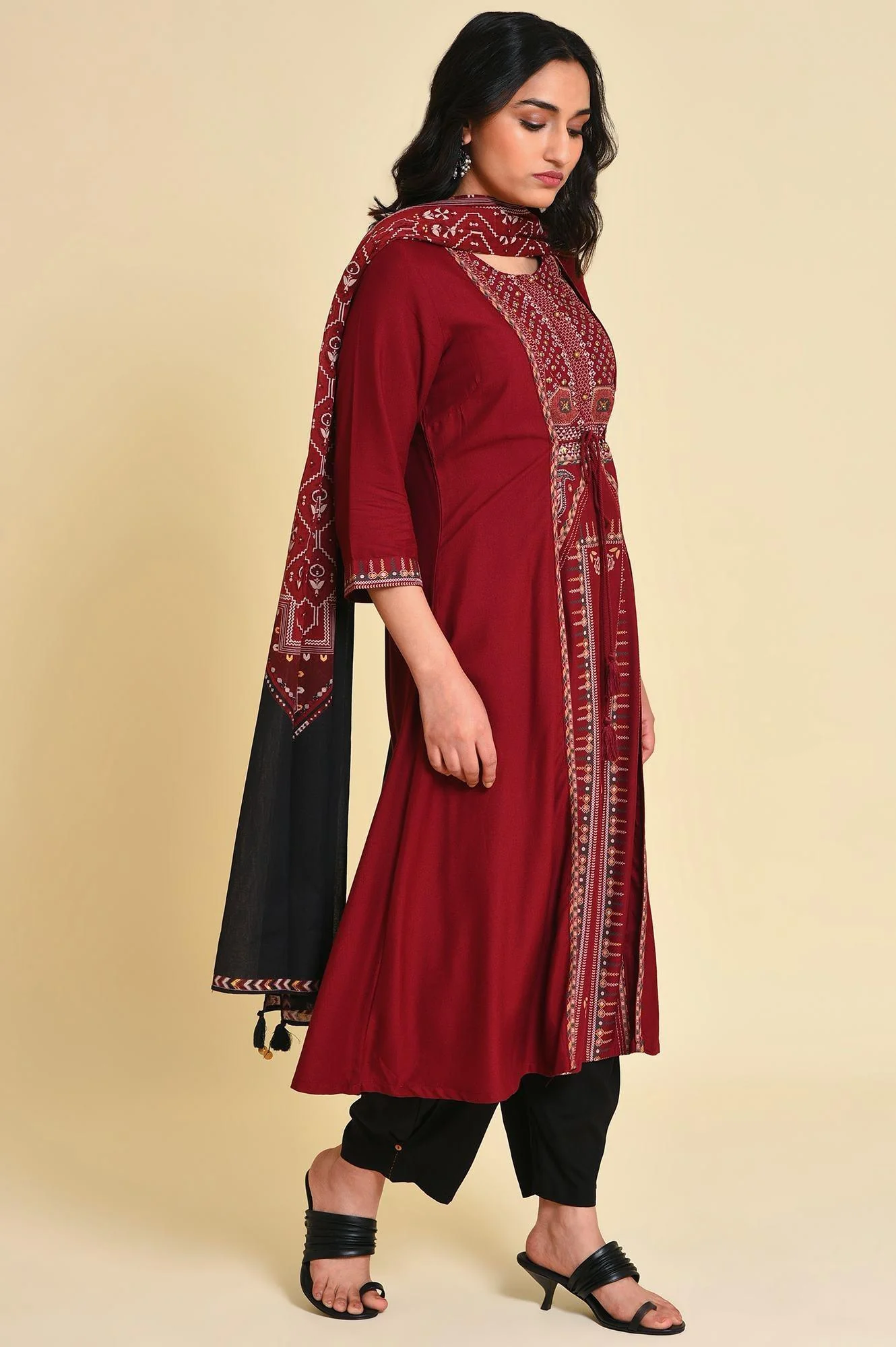 Red Mock Layer kurta Set - Image 4