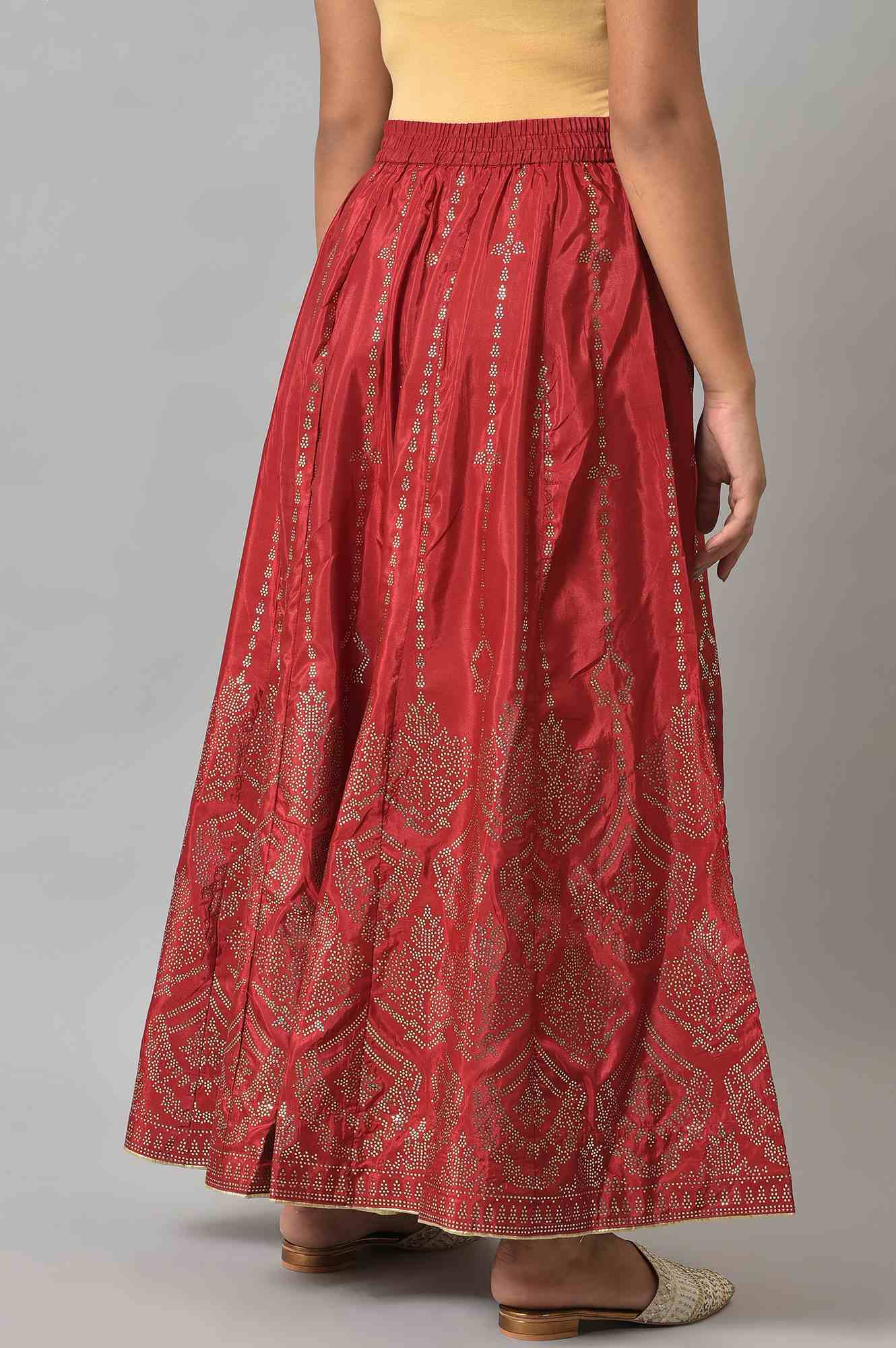 Red Prited Light Festive Skirt - Image 2