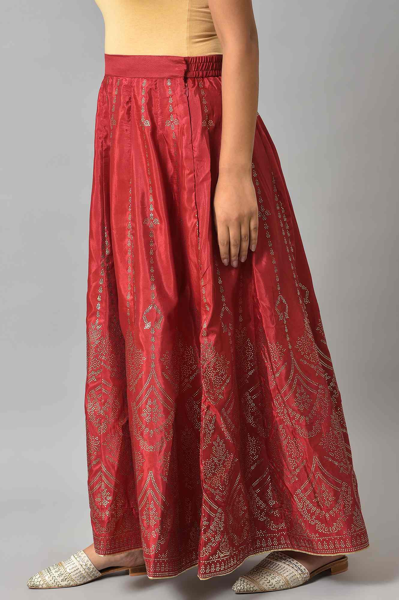 Red Prited Light Festive Skirt - Image 3