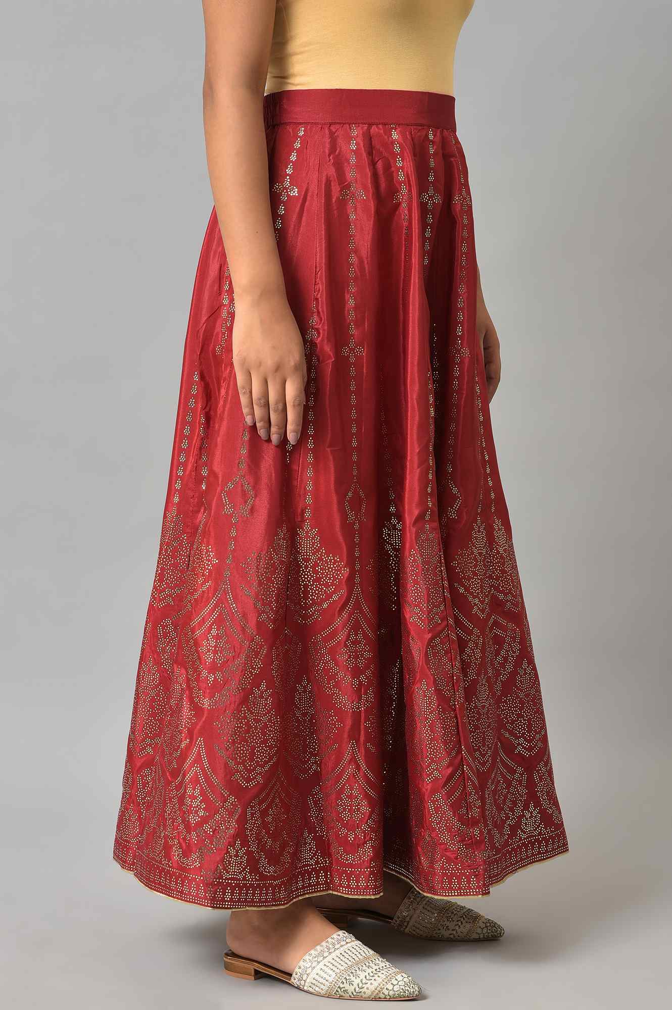 Red Prited Light Festive Skirt - Image 4