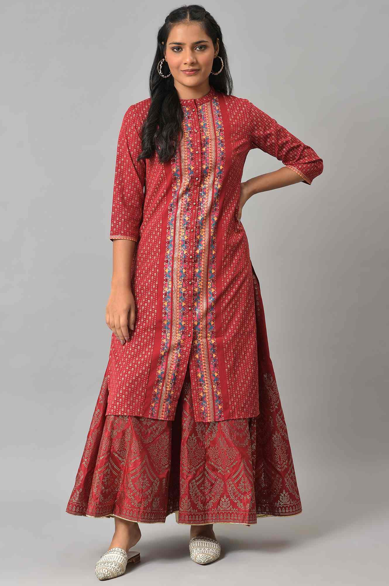 Red Prited Light Festive Skirt - Image 5