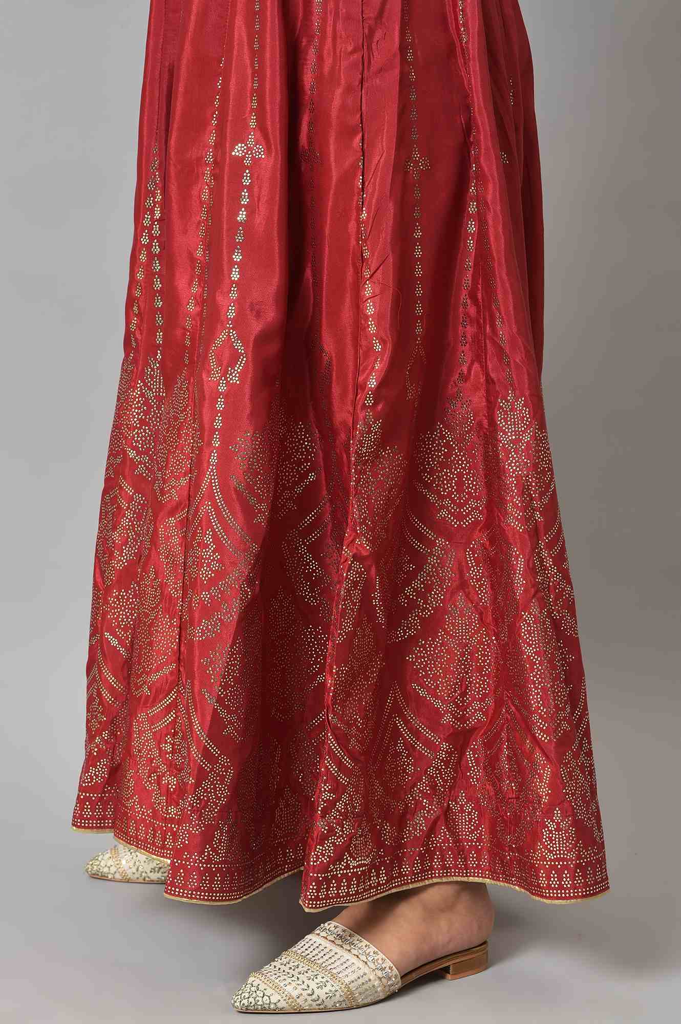 Red Prited Light Festive Skirt - Image 8