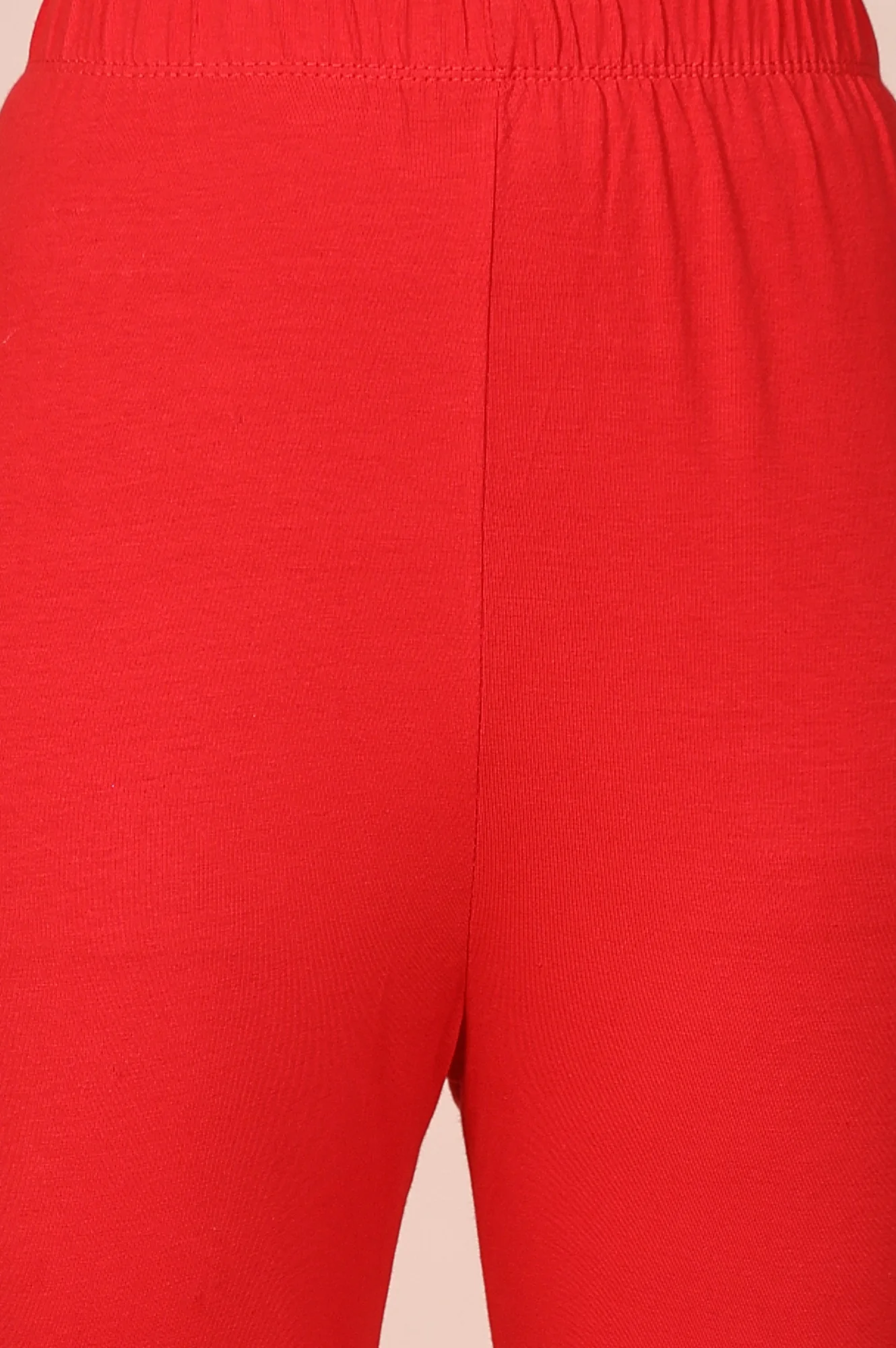 Red Solid Cotton Blend Skinny Fit Tights - Image 6