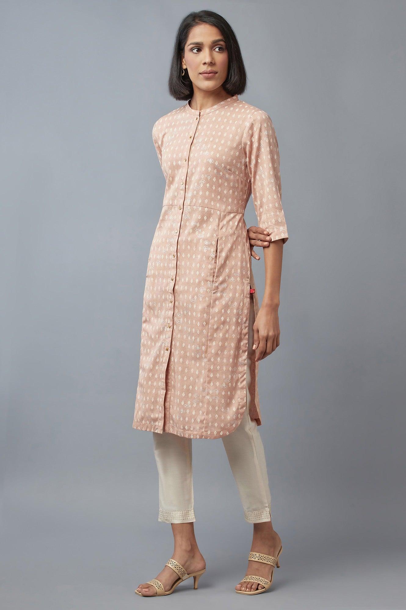 Rosedust Pink Printed kurta - Image 3