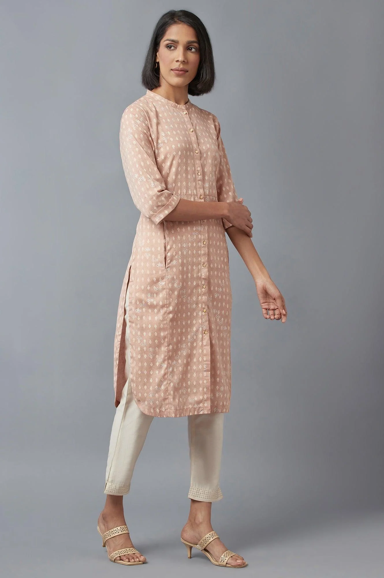 Rosedust Pink Printed kurta - Image 4
