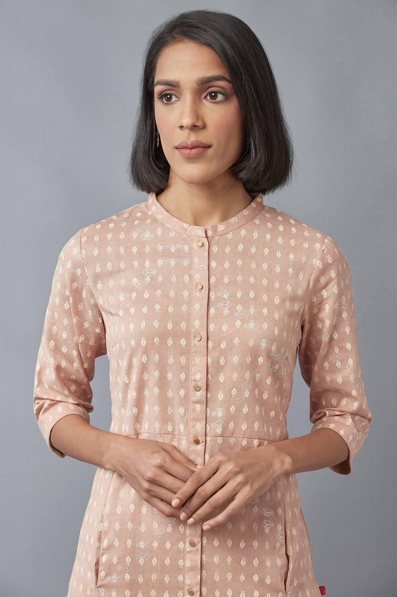 Rosedust Pink Printed kurta - Image 5