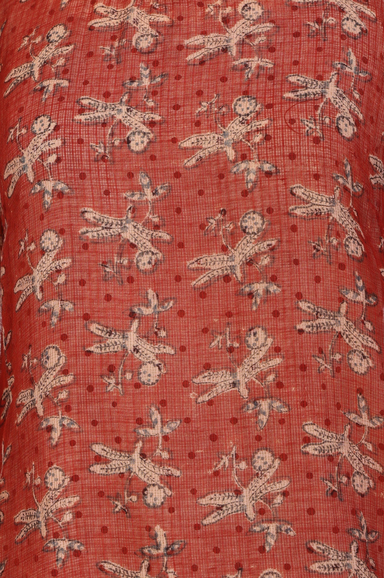 Rust Block Printed Cotton Silk Kota Straight Kurta with Pants and Dupatta Set - Image 2
