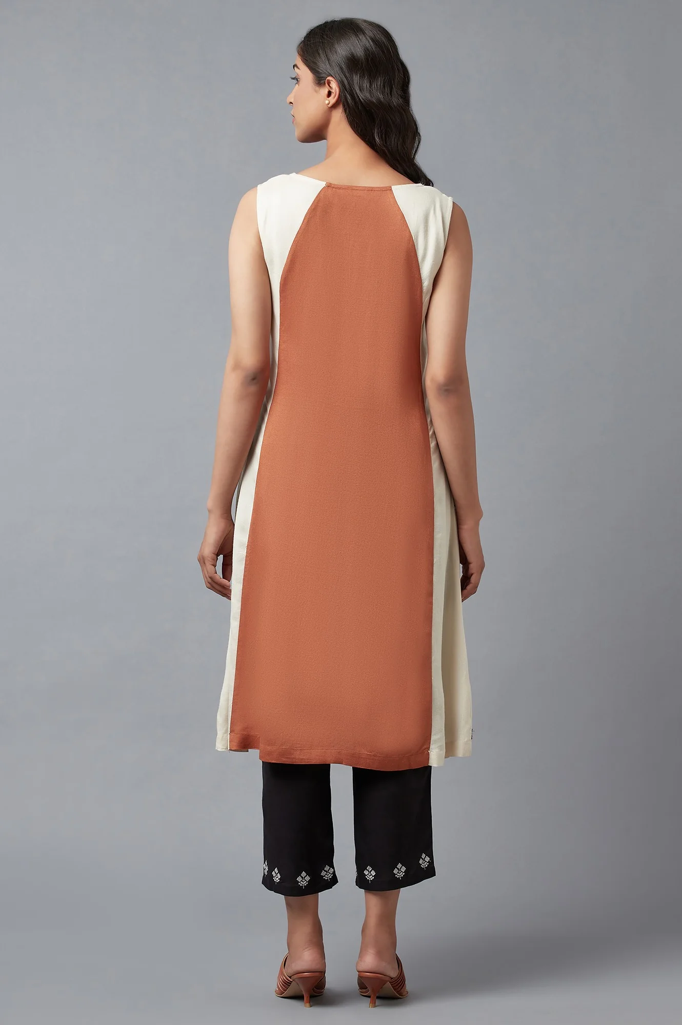 Rust Brown Embroidered kurta - Image 2