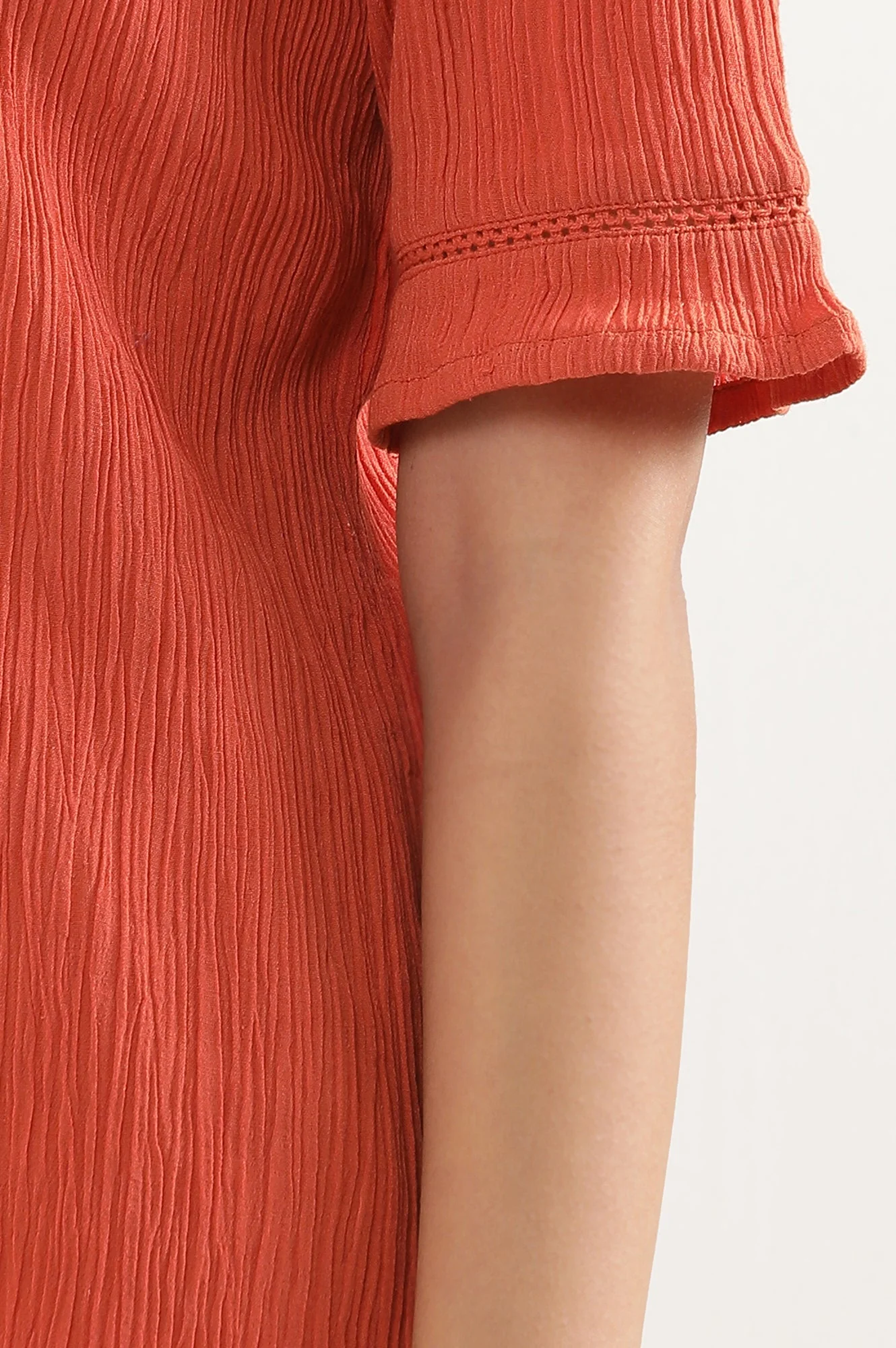 Rust Solid Straight Fit Rayon Palazzo With Elasticated Waist - Image 7