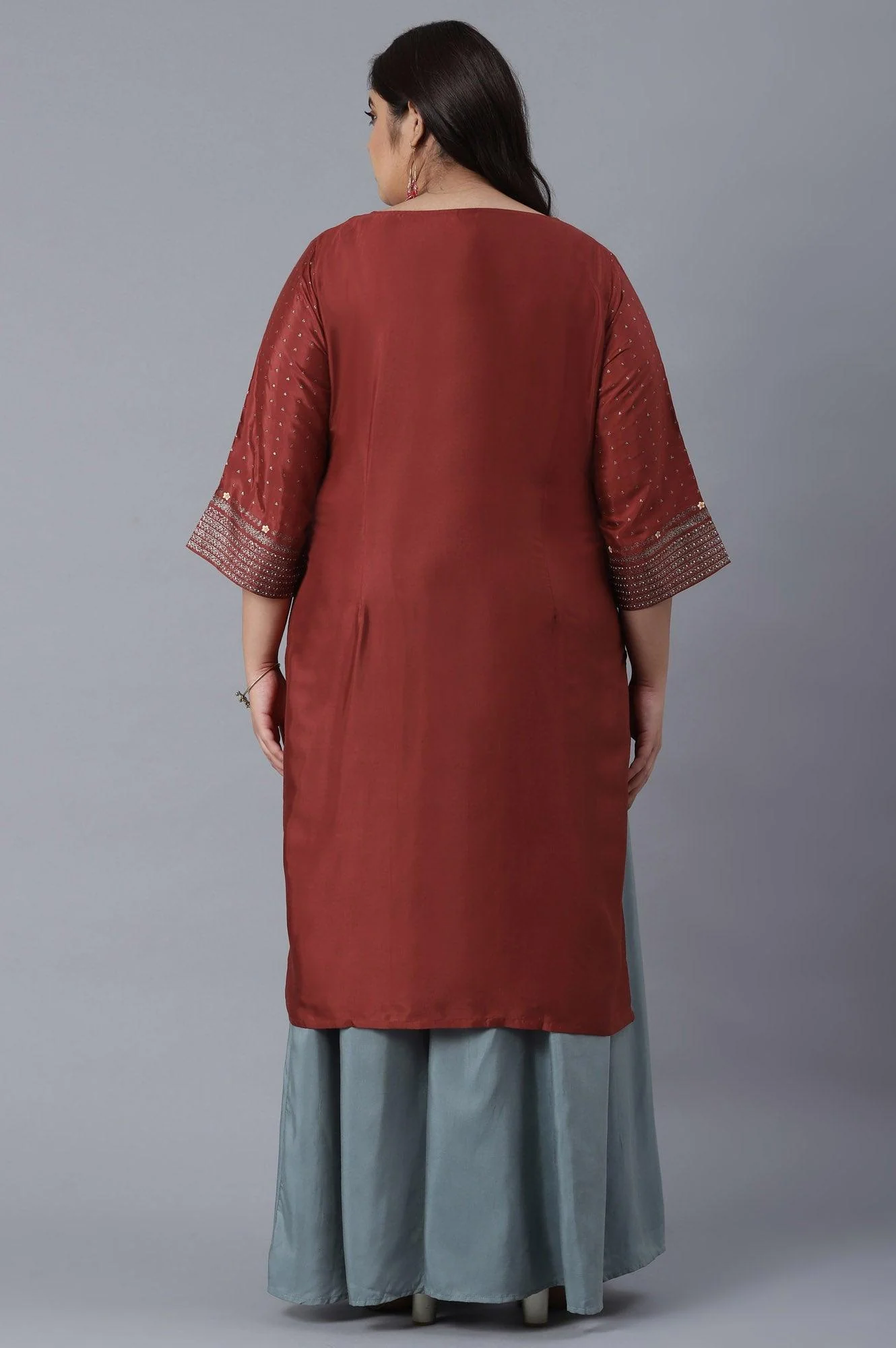 Rust Red Floral Print kurta - Image 7