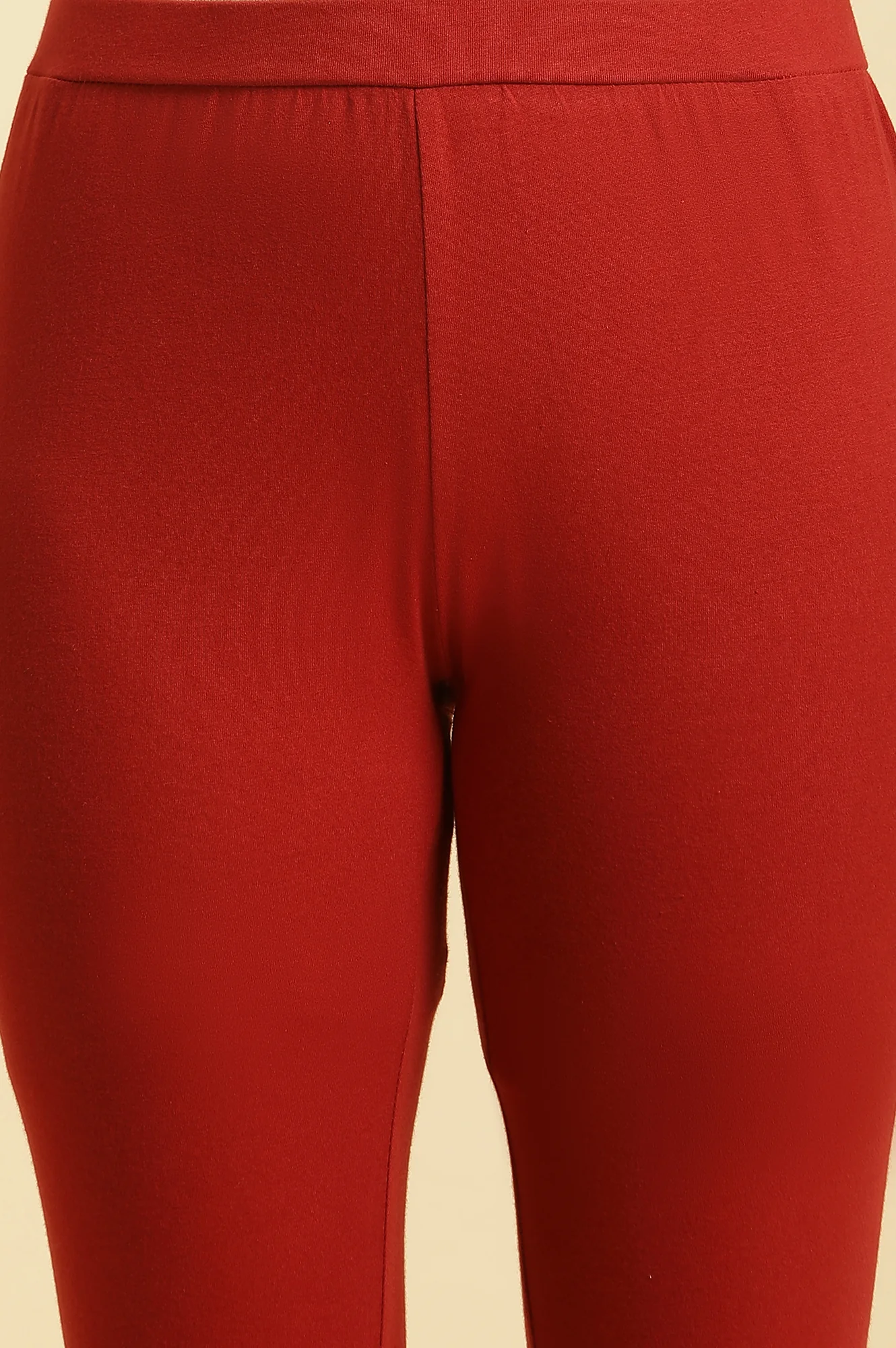Rust Red Knitted Solid Tights - Image 6