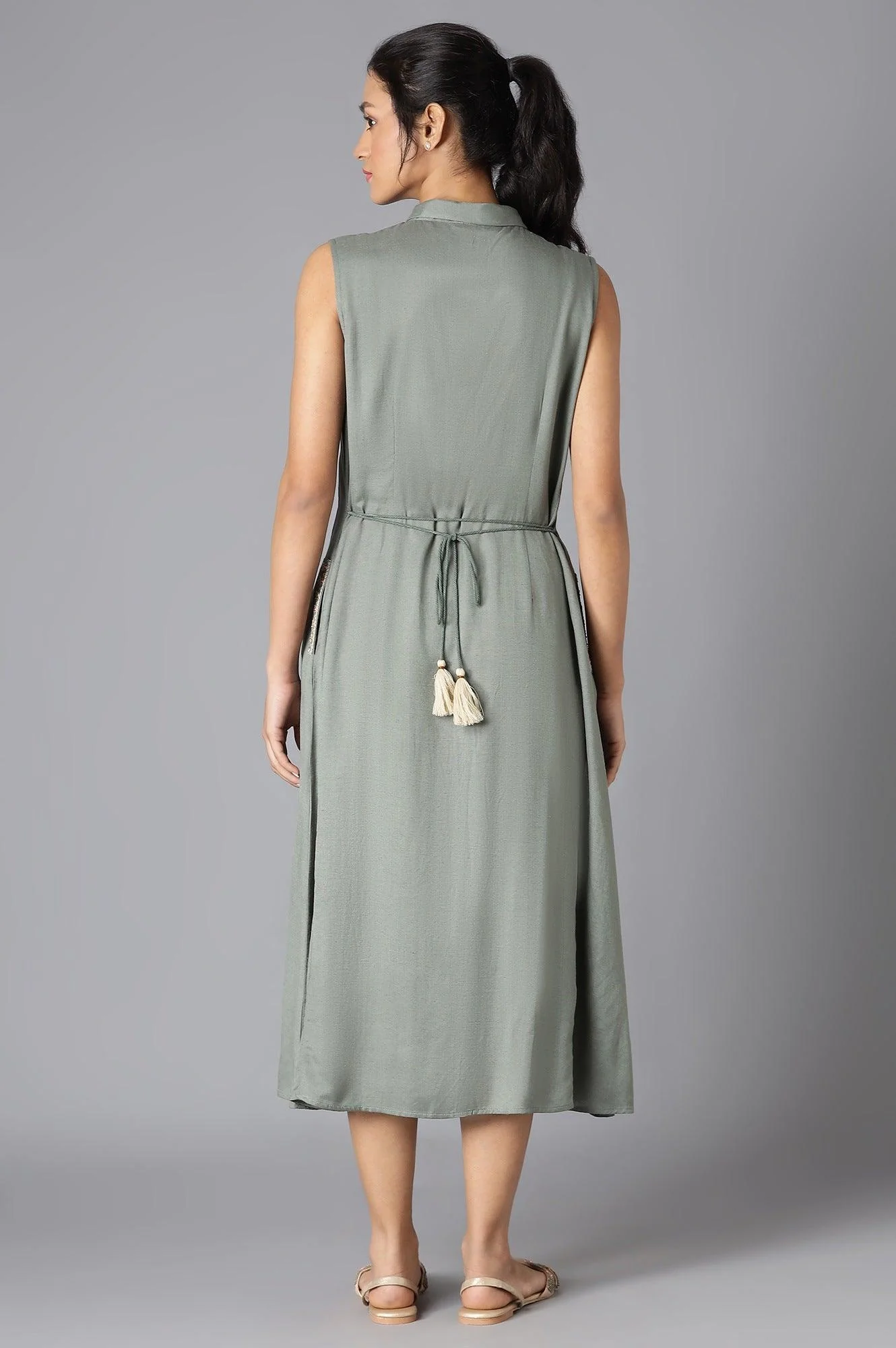 Sage Green Sleeveless Dress - Image 2