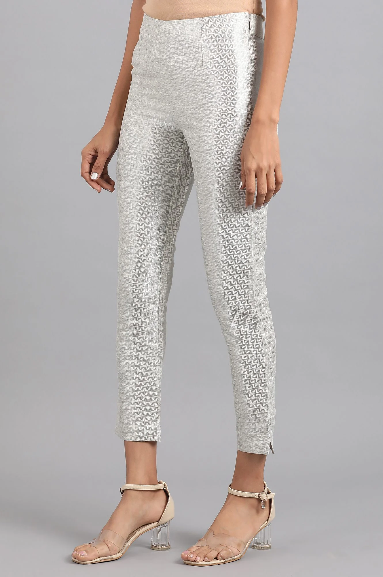 Silver Jacquard Slim Pants - Image 3