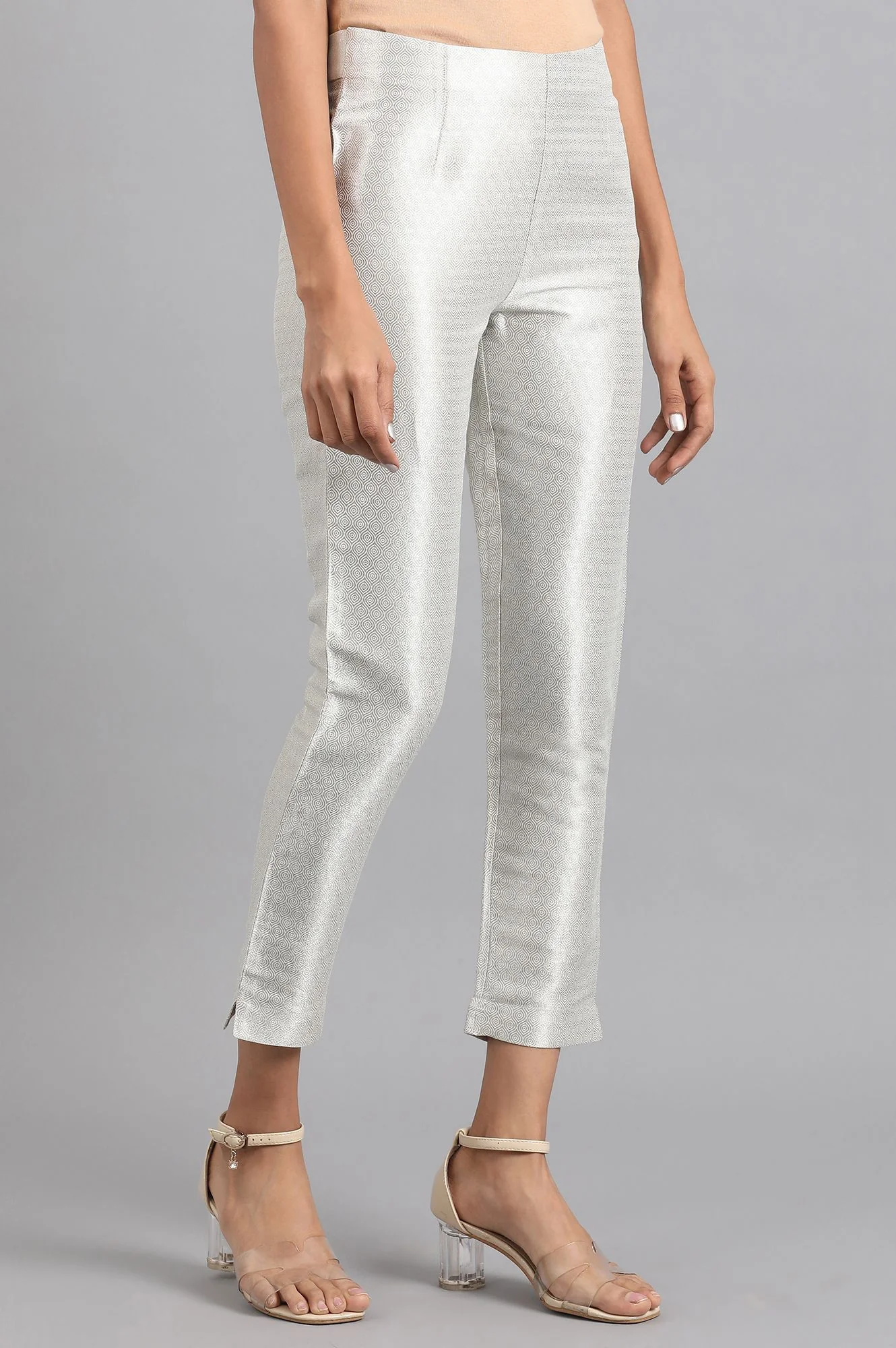 Silver Jacquard Slim Pants - Image 4