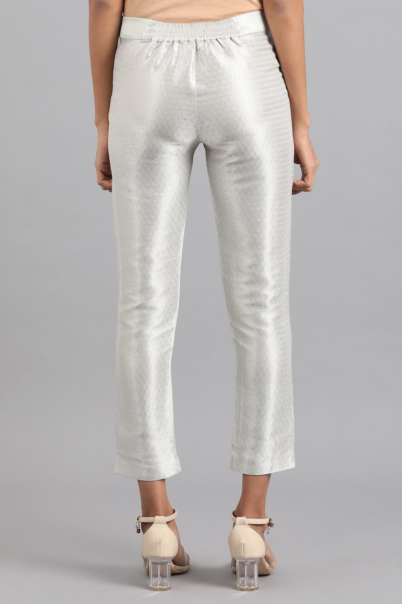 Silver Jacquard Slim Pants - Image 5