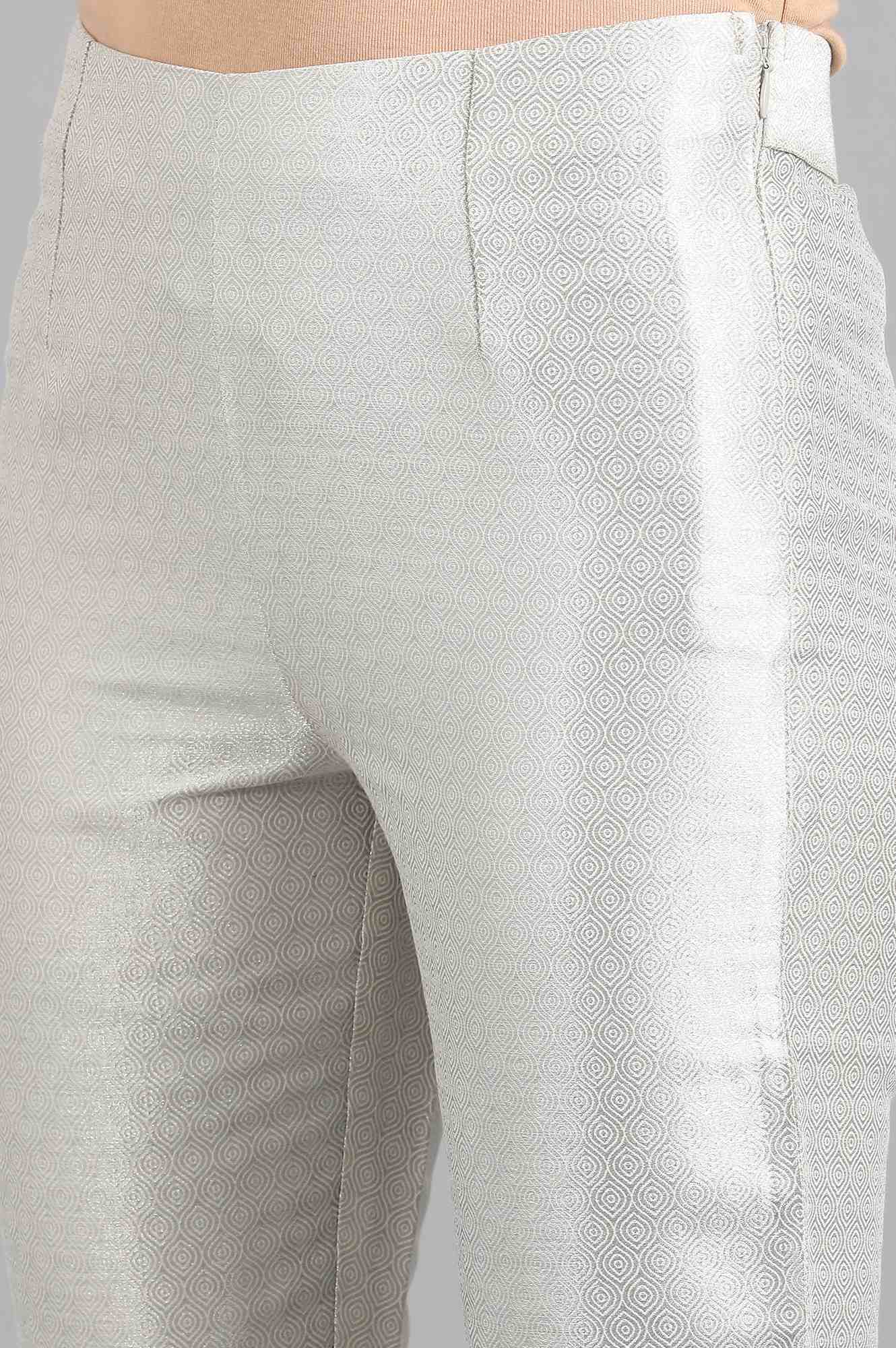 Silver Jacquard Slim Pants - Image 6