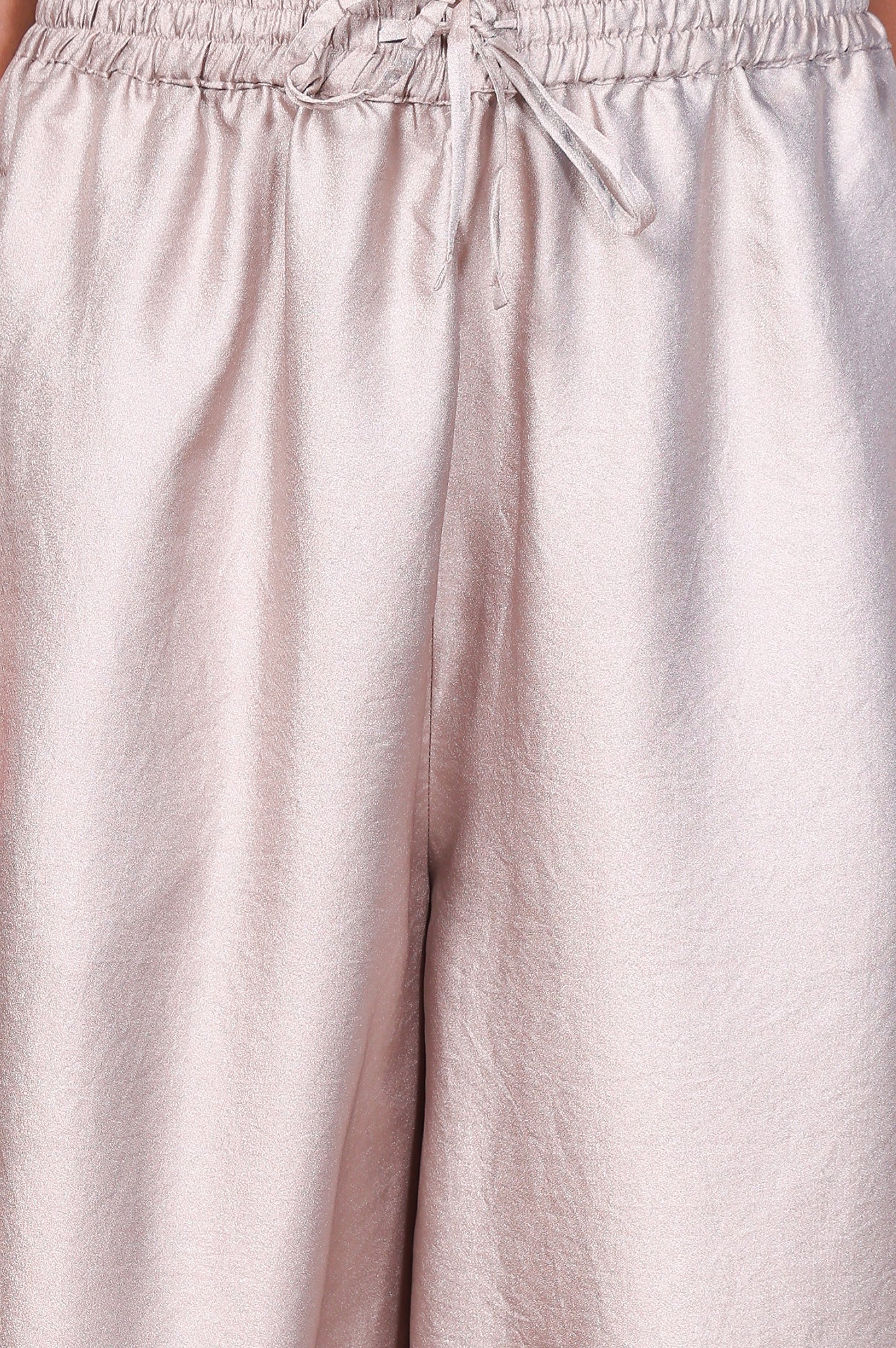 Silver Solid Relaxed-Leg Pants - Image 6