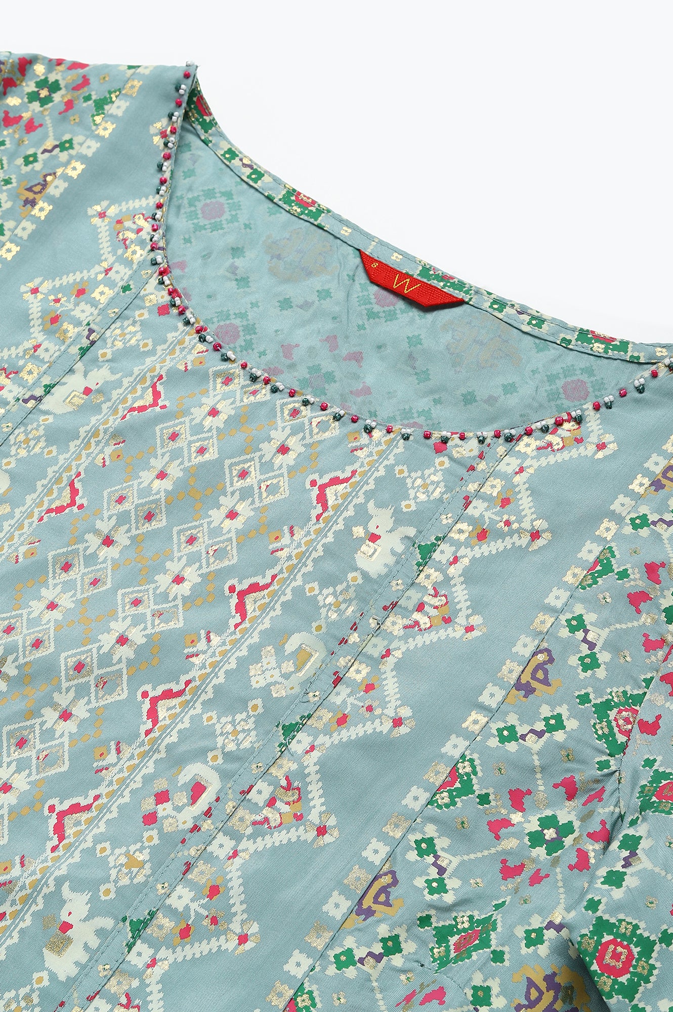 Sky Blue Asymmetrical Hemline kurta With Tights - Image 2
