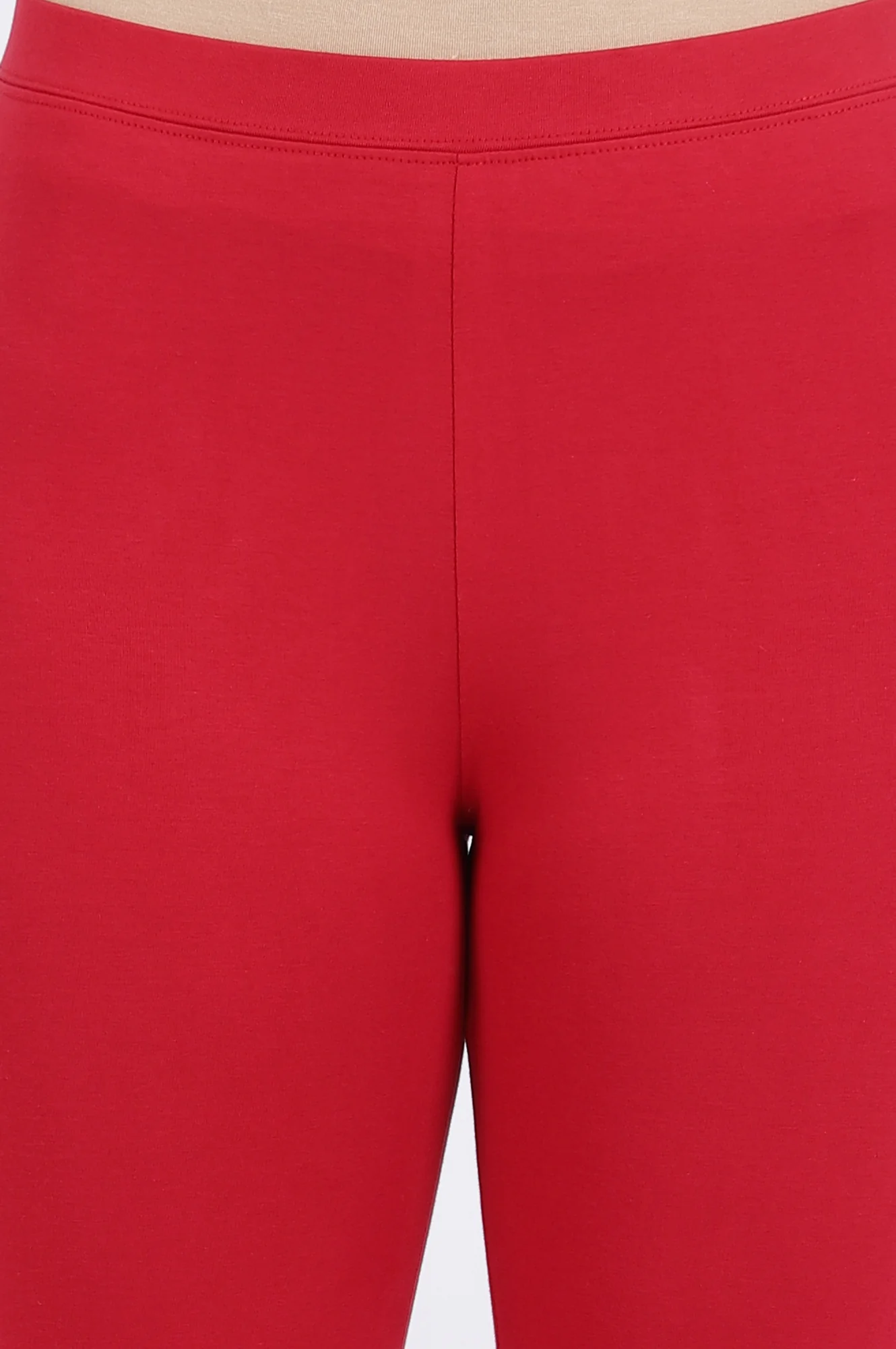 Red Solid Cotton Lycra Tights - Image 3