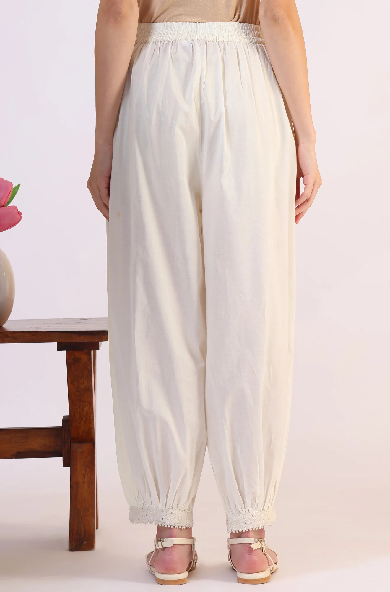 Solid Pure Cotton Gathered Salwar - Image 6