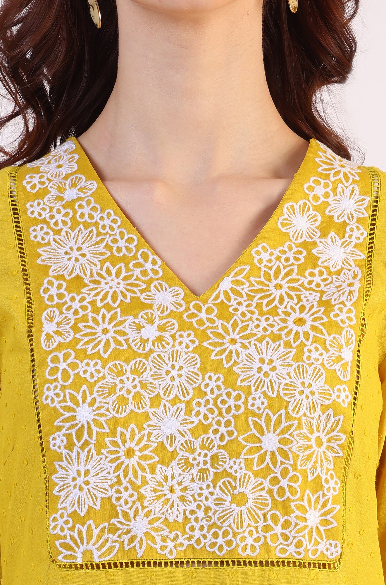 Yellow Solid Straight Pure Cotton Kurta - Image 4